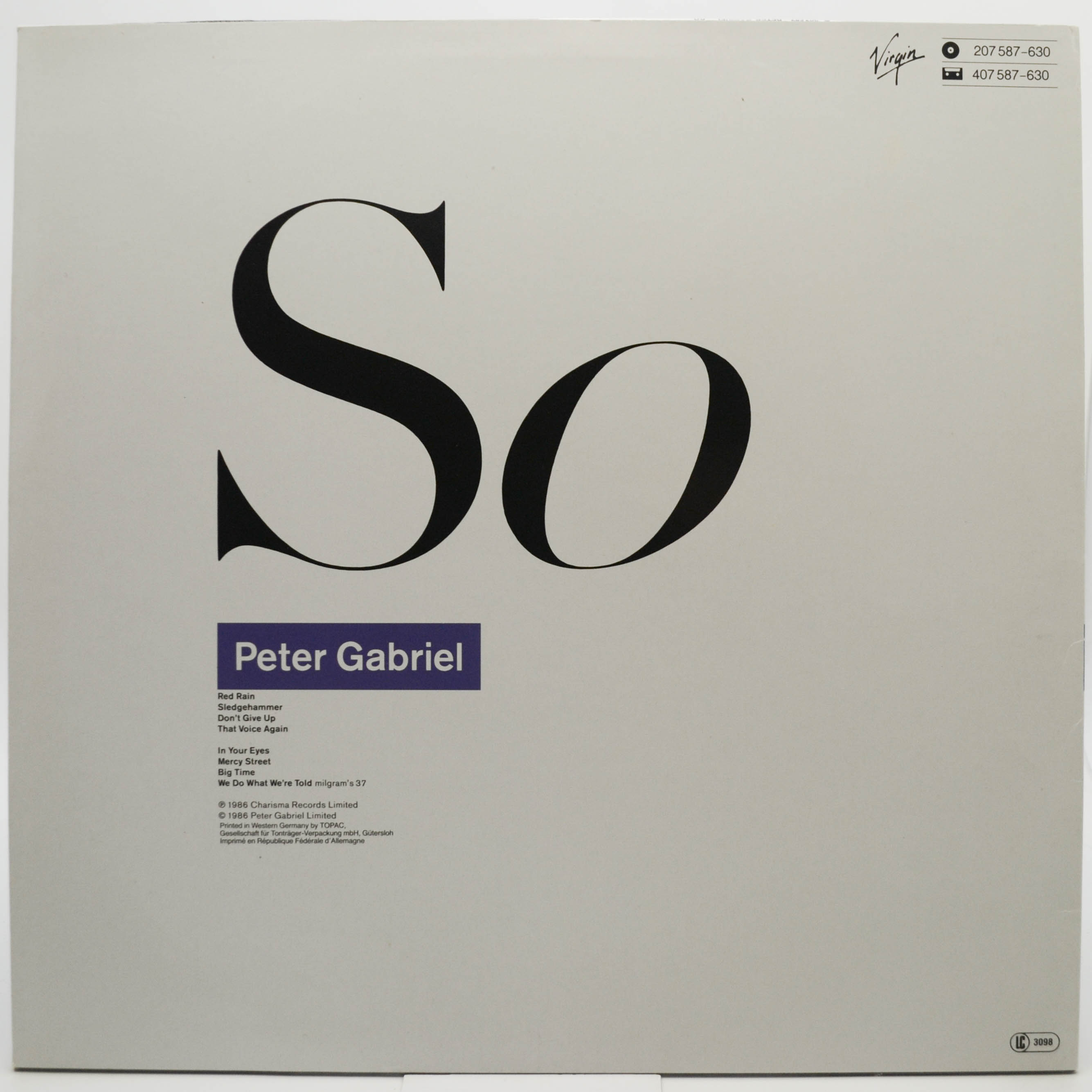 Peter Gabriel — So, 1986