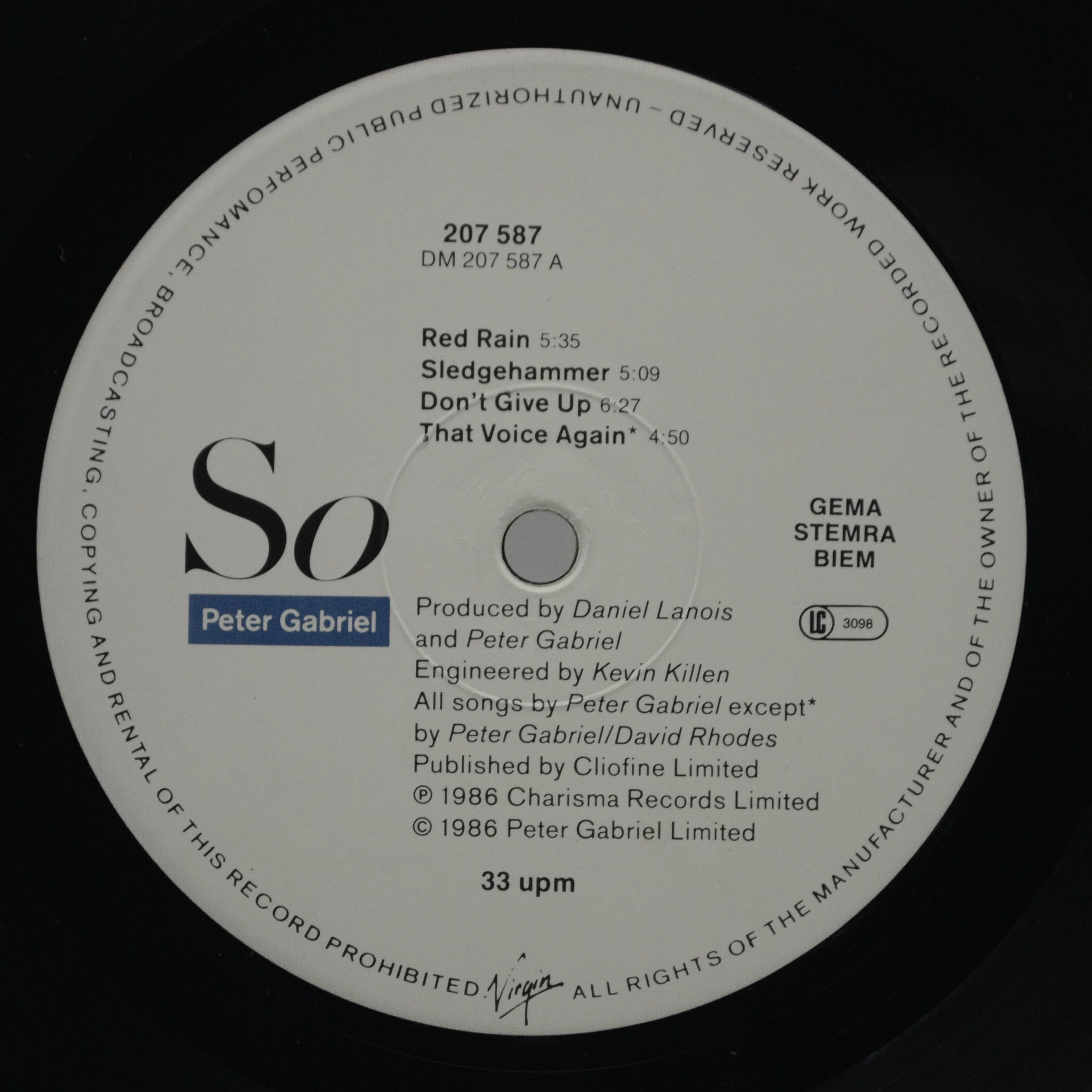 Peter Gabriel — So, 1986