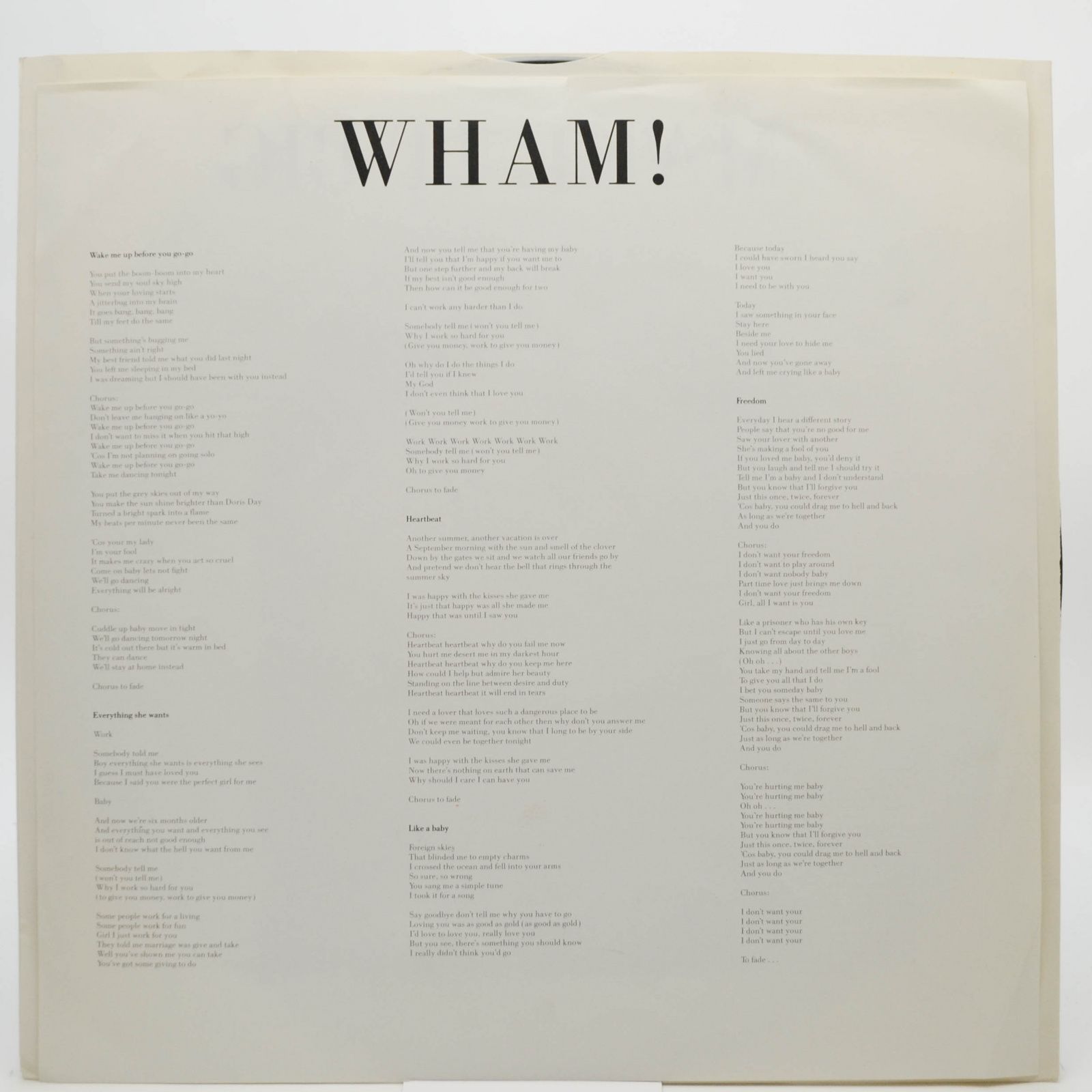 Виниловая пластинка Wham! — Make It Big, 1984