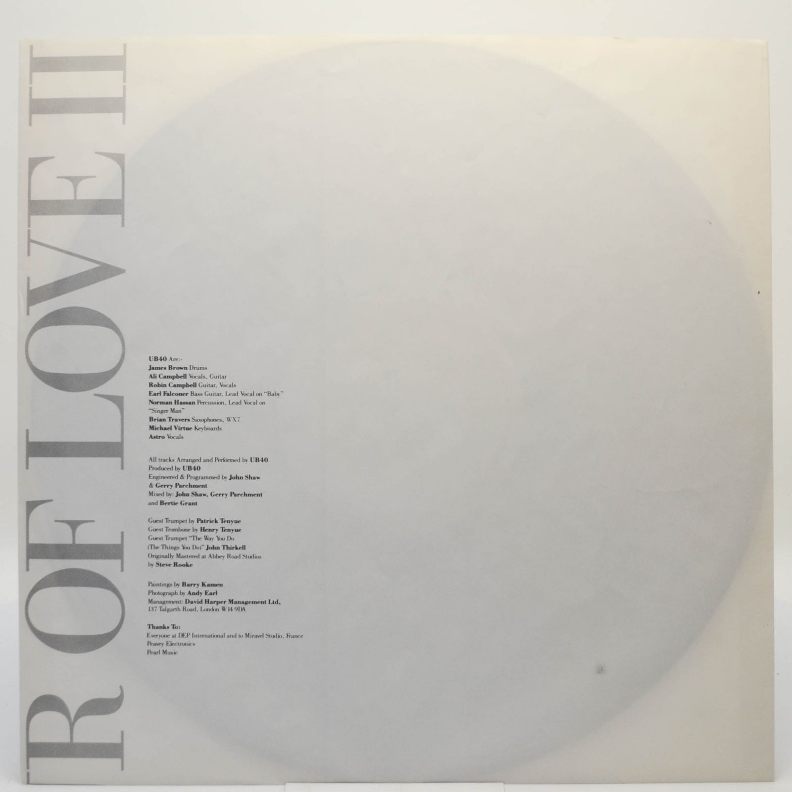 Виниловая пластинка UB40 — Labour Of Love II, 1989
