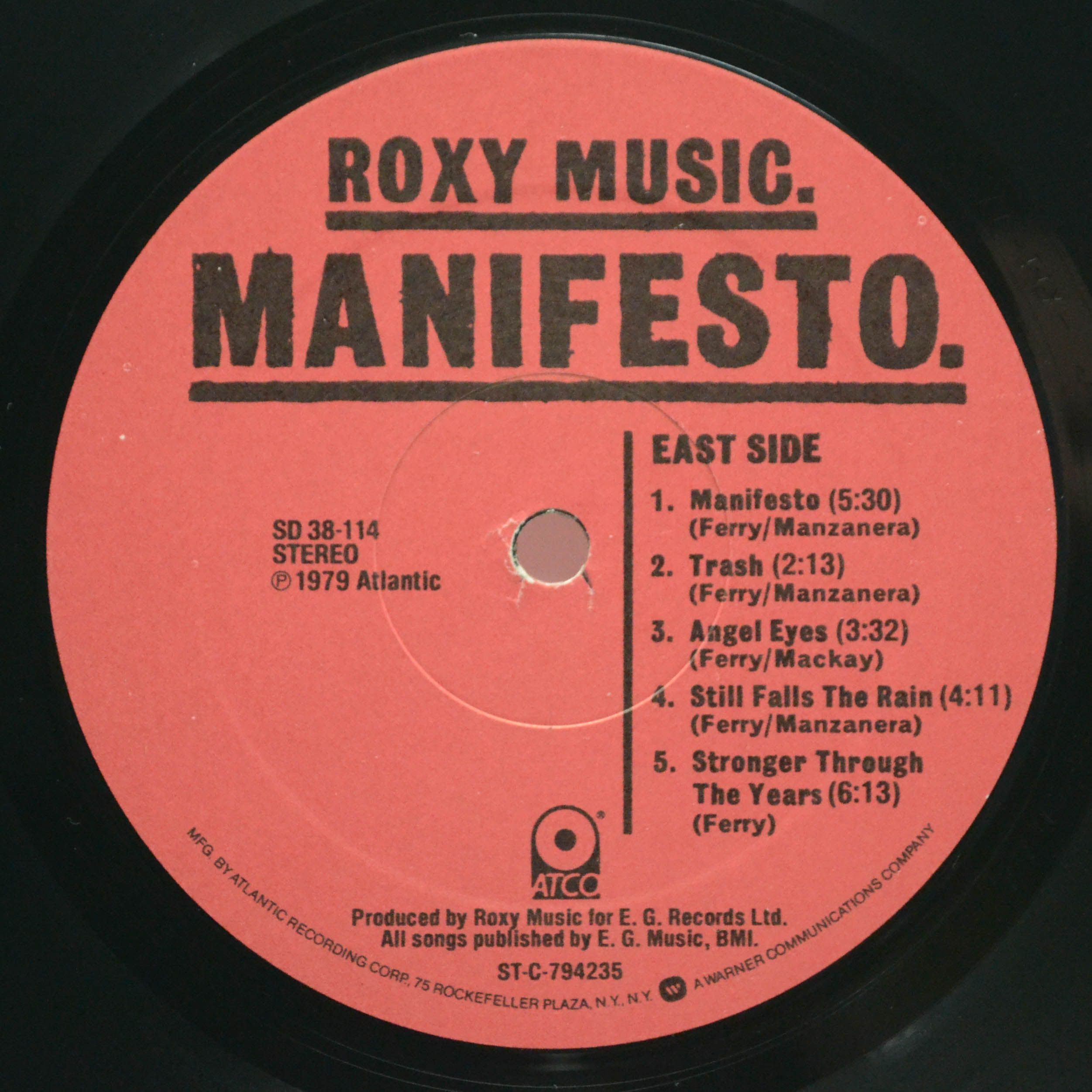 Виниловая пластинка Roxy Music — Manifesto (USA), 1979