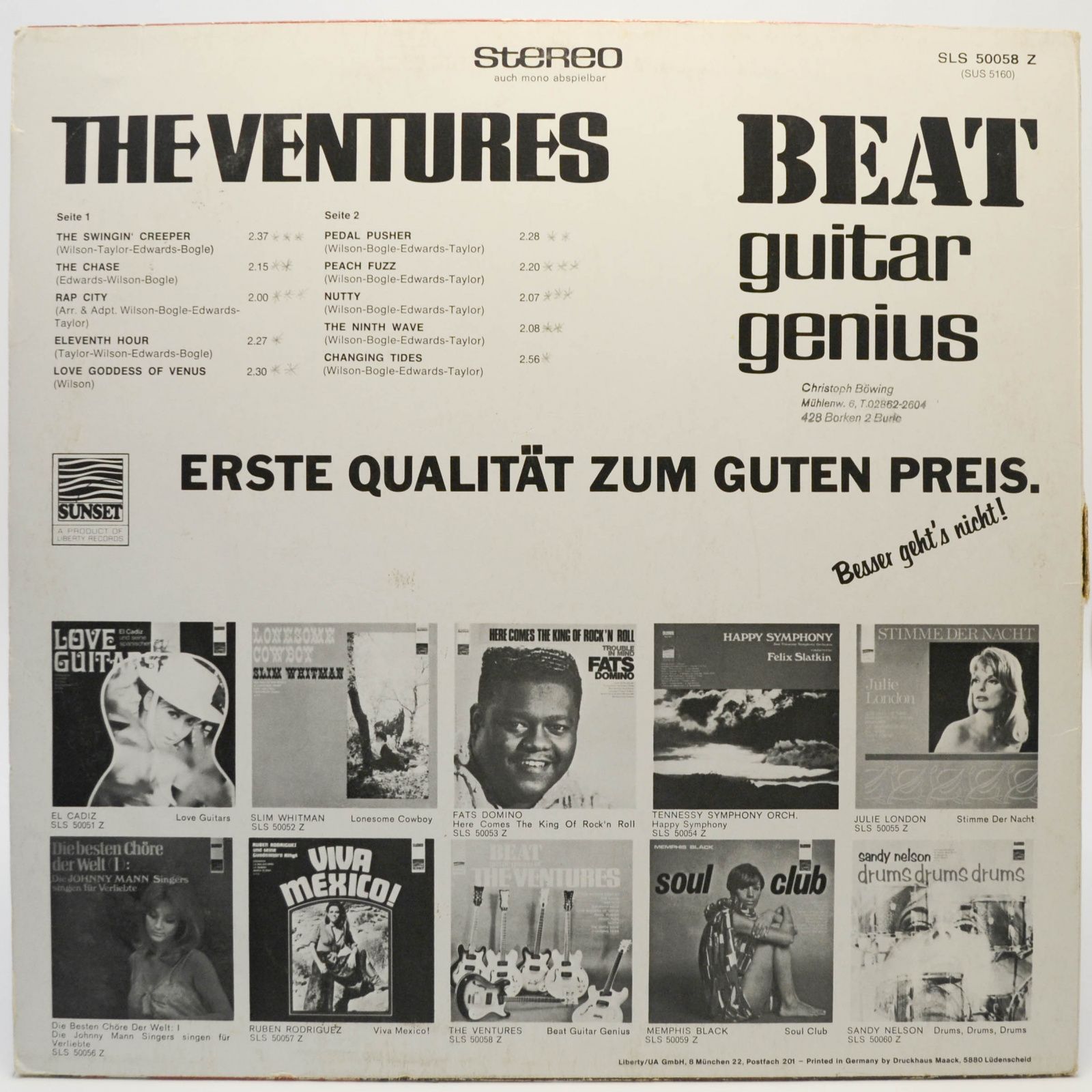 Виниловая пластинка Ventures — Beat Guitar Genius Of The Ventures, 1967