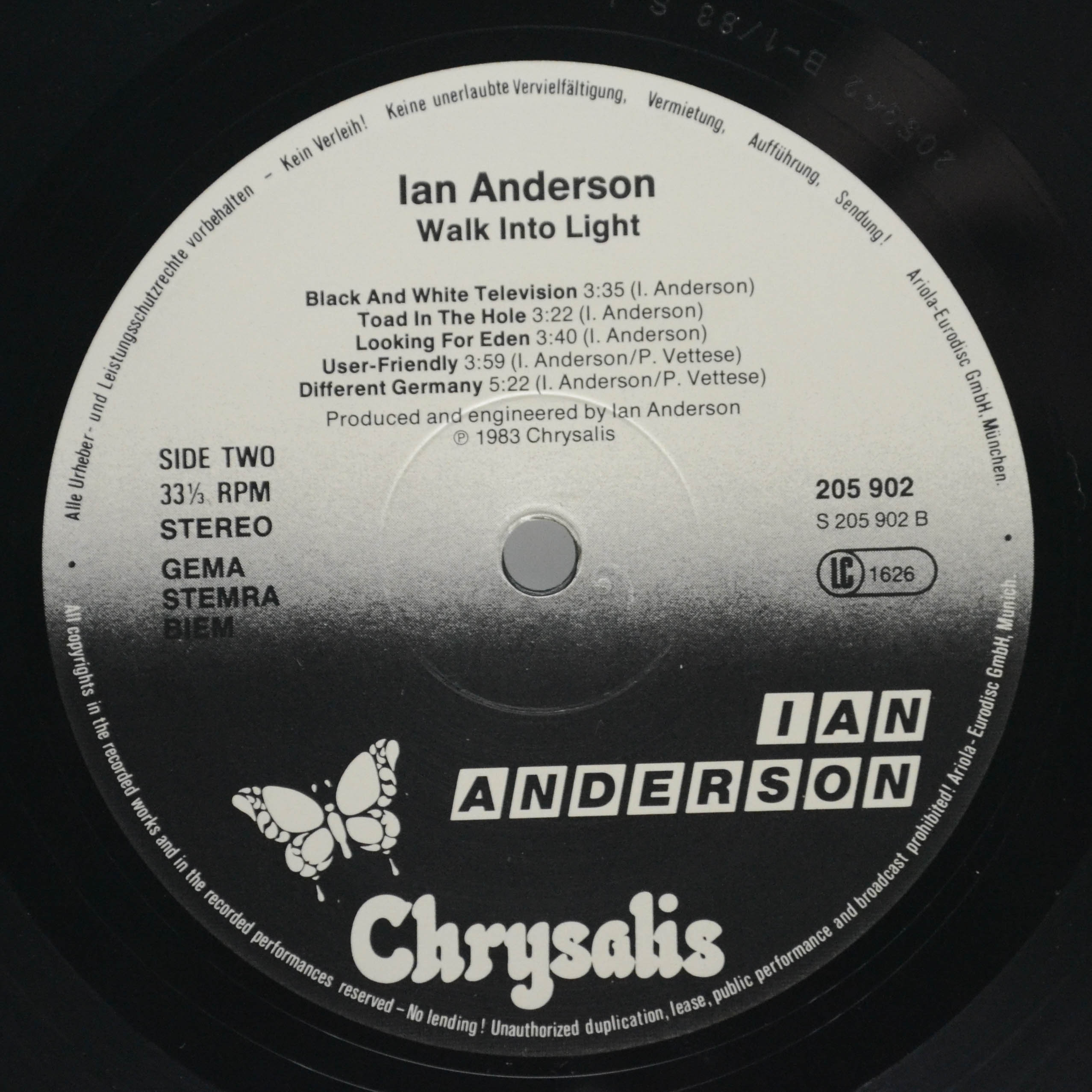 Виниловая пластинка Ian Anderson — Walk Into Light, 1983