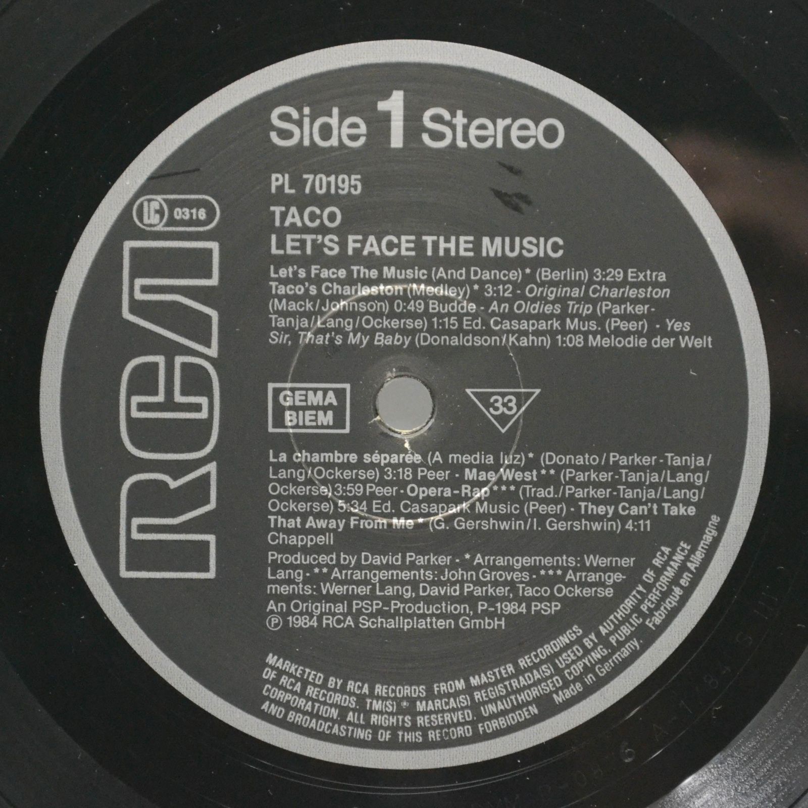 Виниловая пластинка Taco — Let's Face The Music, 1984