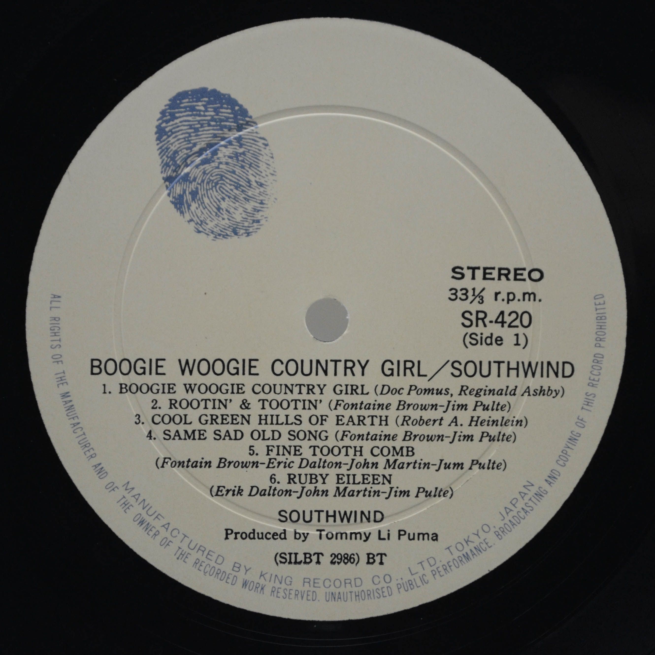 Виниловая пластинка Southwind — Boogie Woogie Country Girl, 1970
