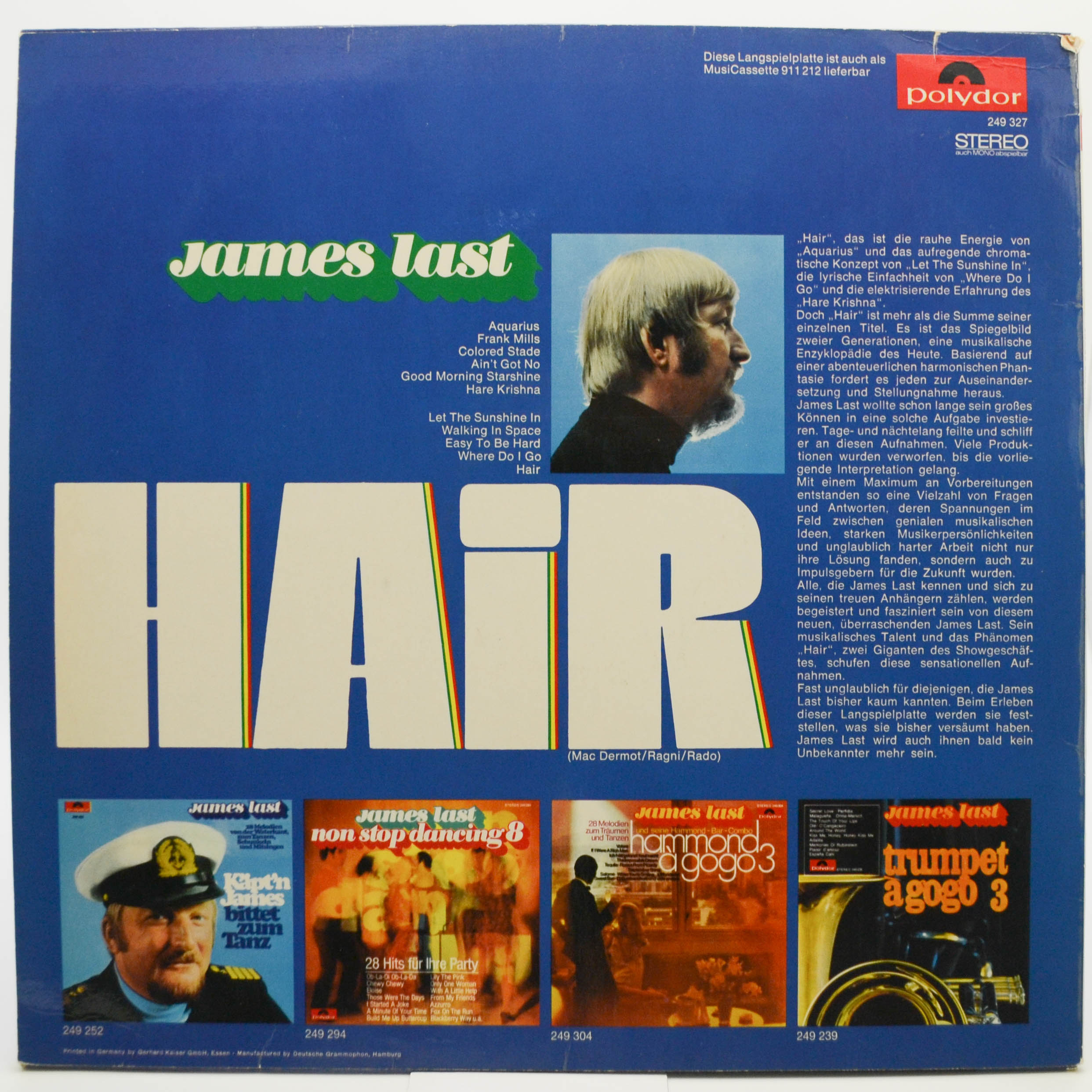 Виниловая пластинка James Last — Hair, 1969