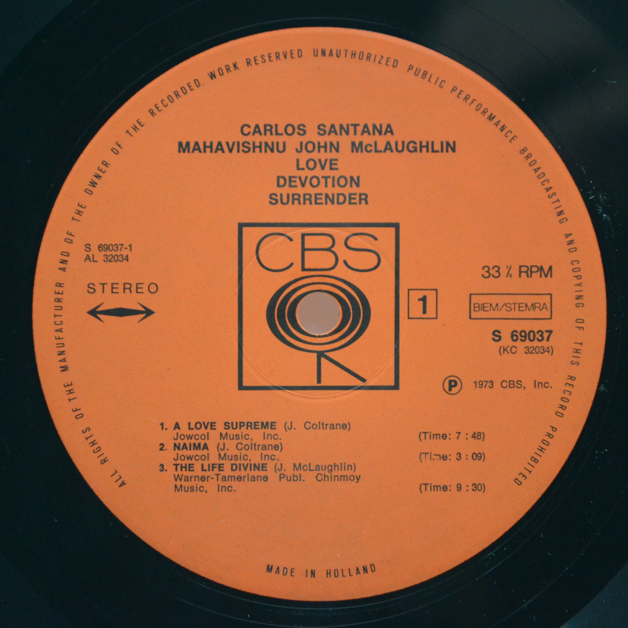Carlos Santana / Mahavishnu John McLaughlin — Love Devotion Surrender, 1973