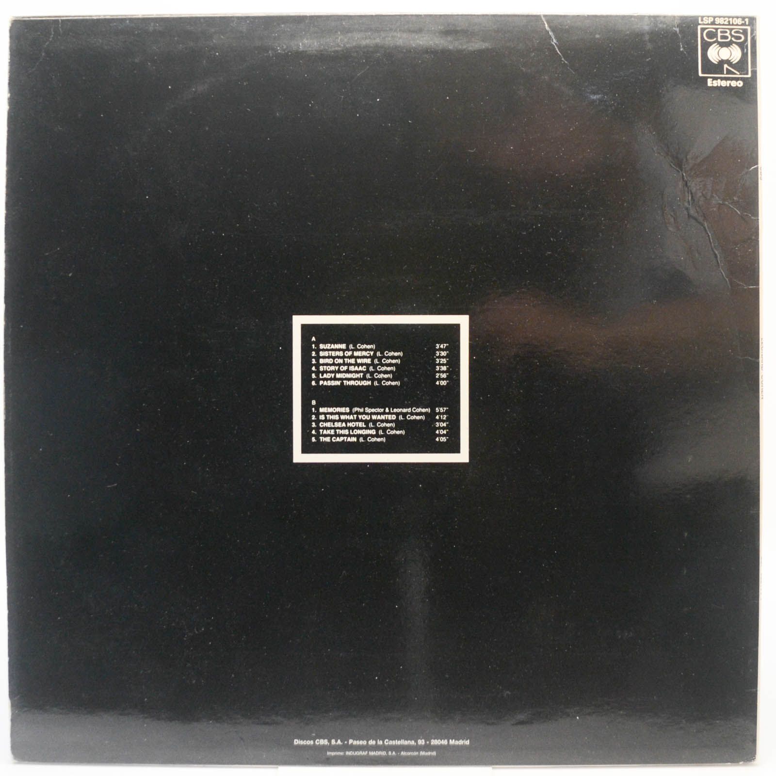 Leonard Cohen — Leonard Cohen, 1989