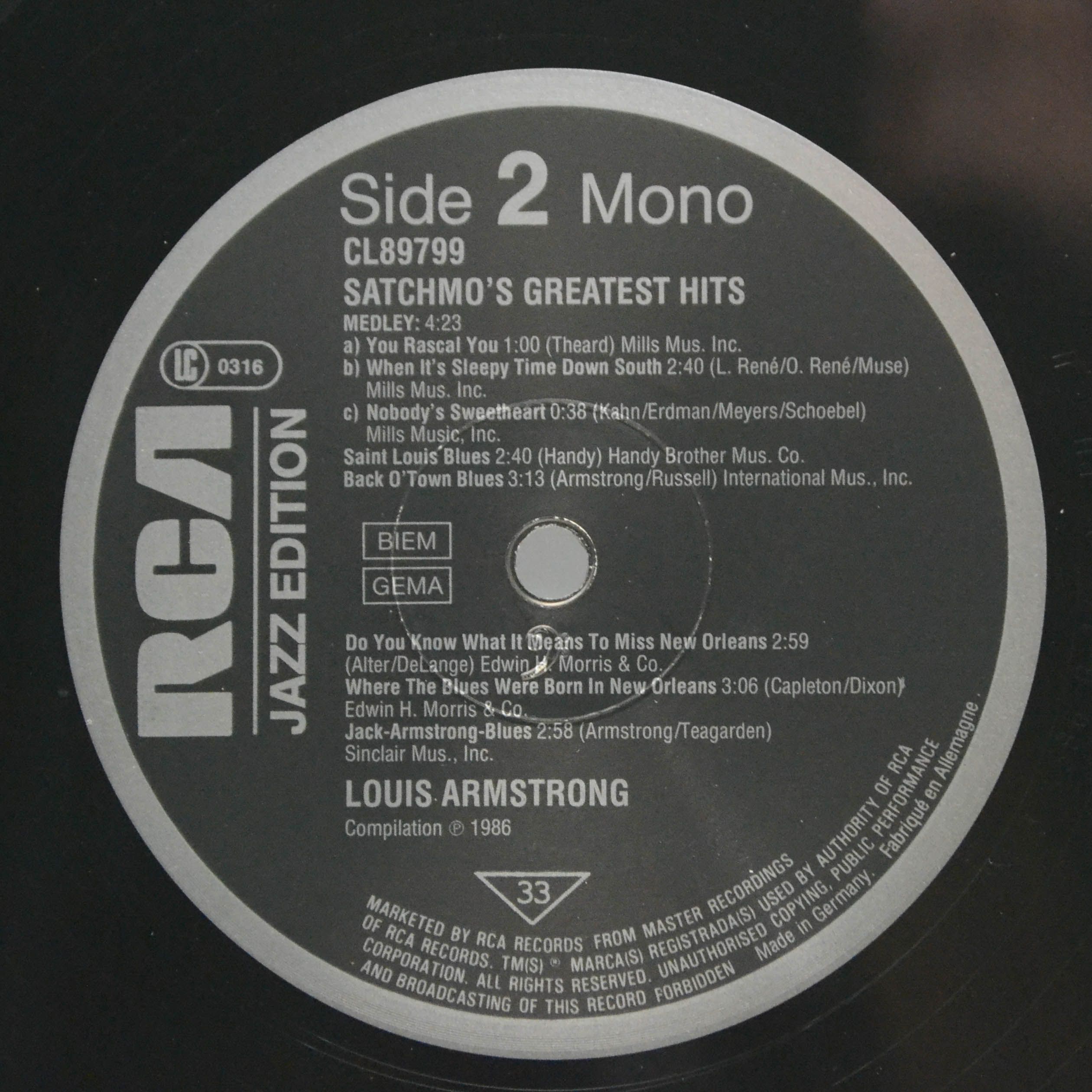 Louis Armstrong — Satchmo's Greatest Hits, 1986