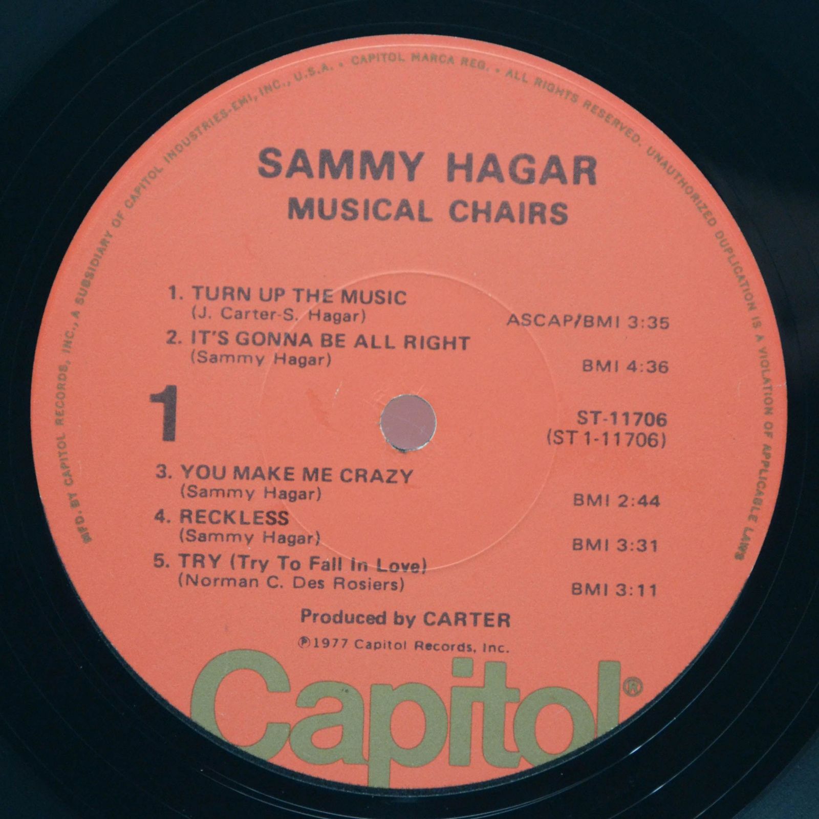 Виниловая пластинка Sammy Hagar — Musical Chairs (1-st, USA), 1977