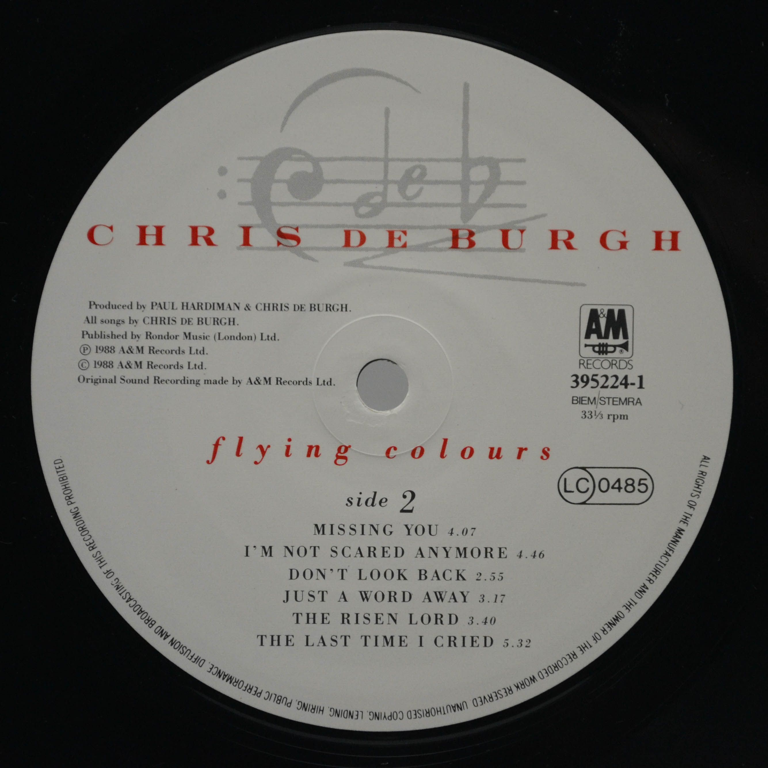 Виниловая пластинка Chris de Burgh — Flying Colours, 1988