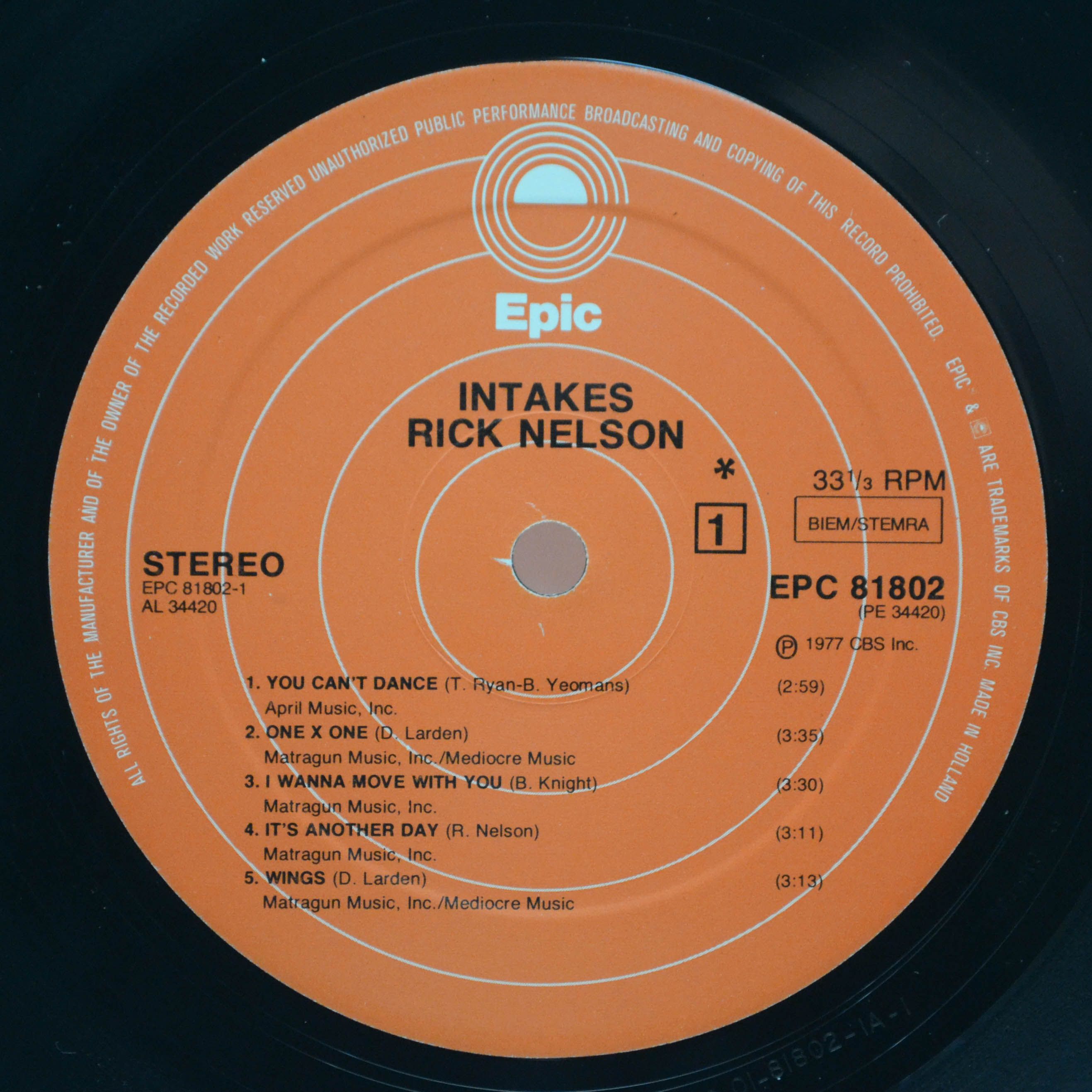Виниловая пластинка Rick Nelson — Intakes, 1977