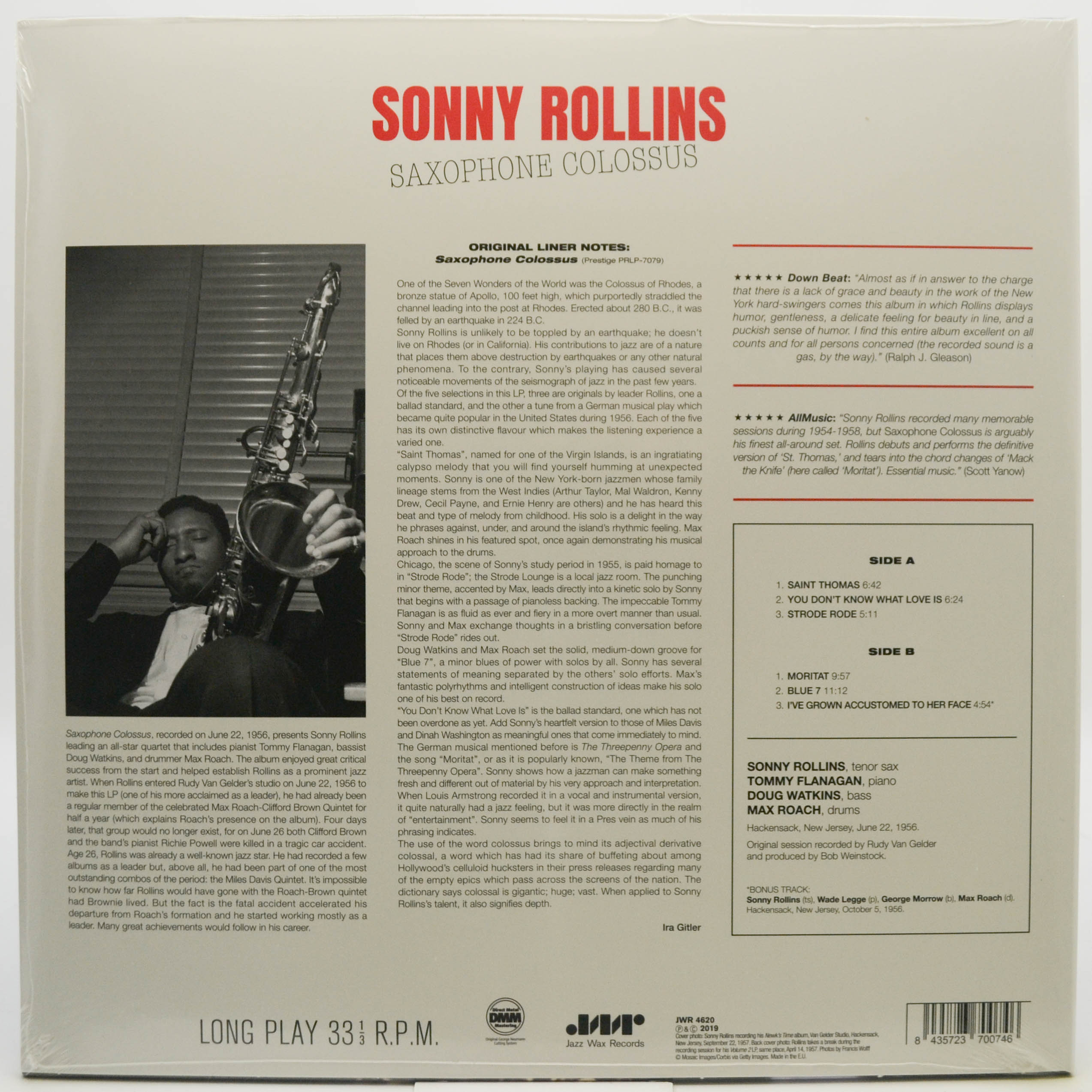 Виниловая пластинка Sonny Rollins — Saxophone Colossus, 1957