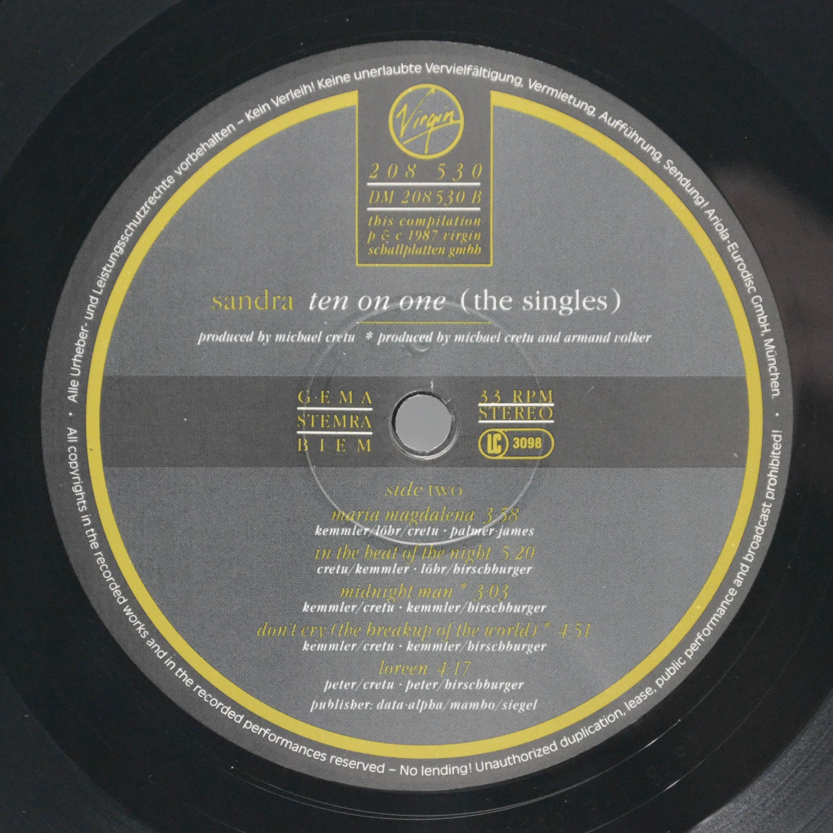 Sandra — Ten On One (The Singles), 1987