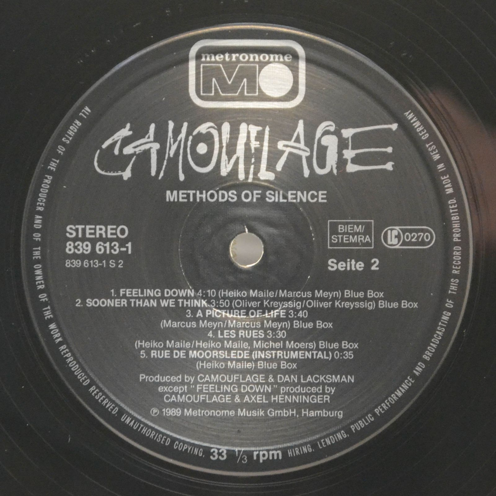 Camouflage — Methods Of Silence, 1989