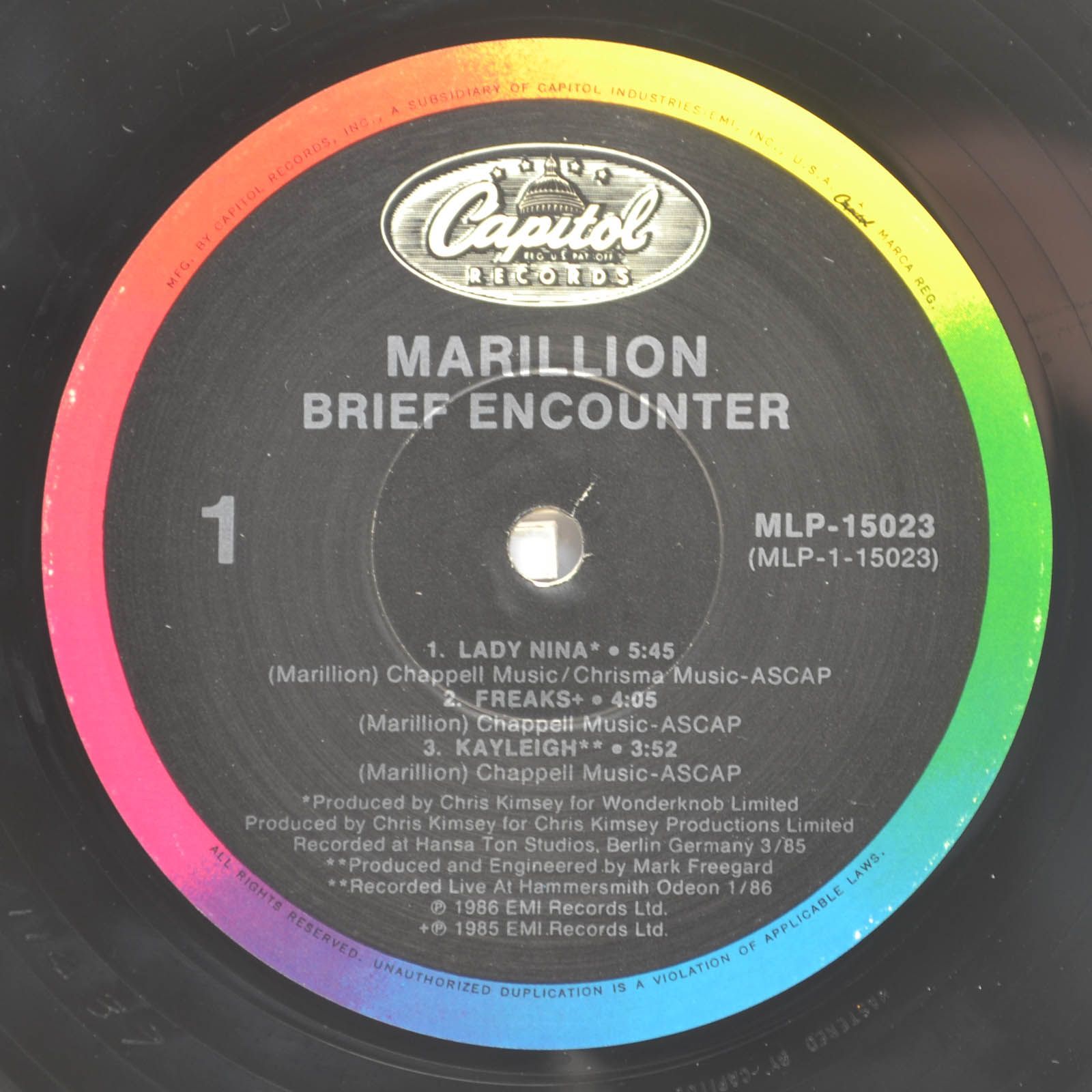 Marillion — Brief Encounter (USA), 1986