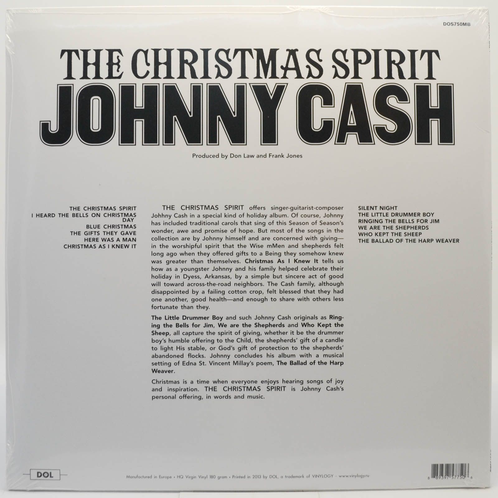 Виниловая пластинка Johnny Cash — The Christmas Spirit, 1963