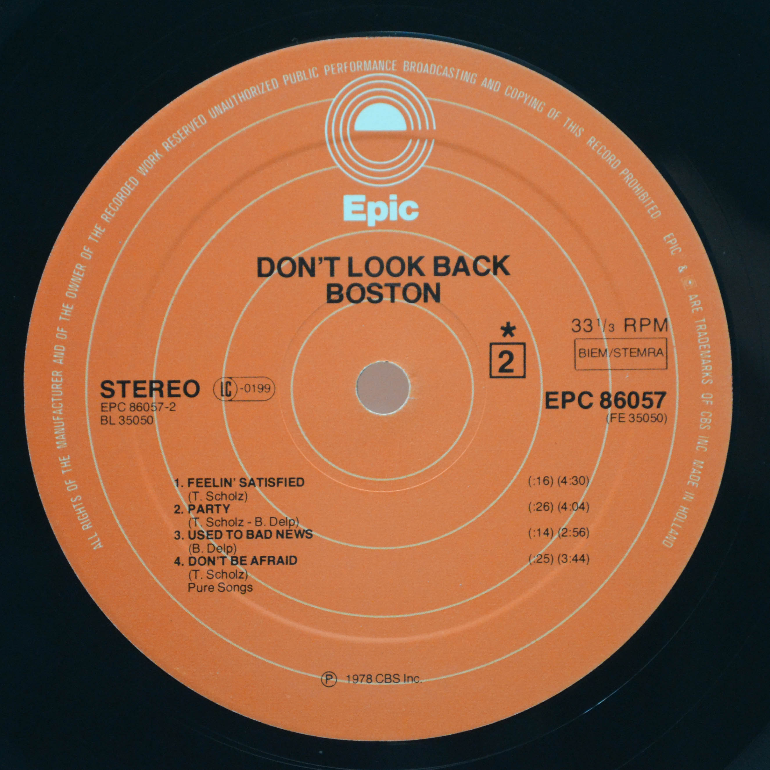 Виниловая пластинка Boston — Don't Look Back, 1978