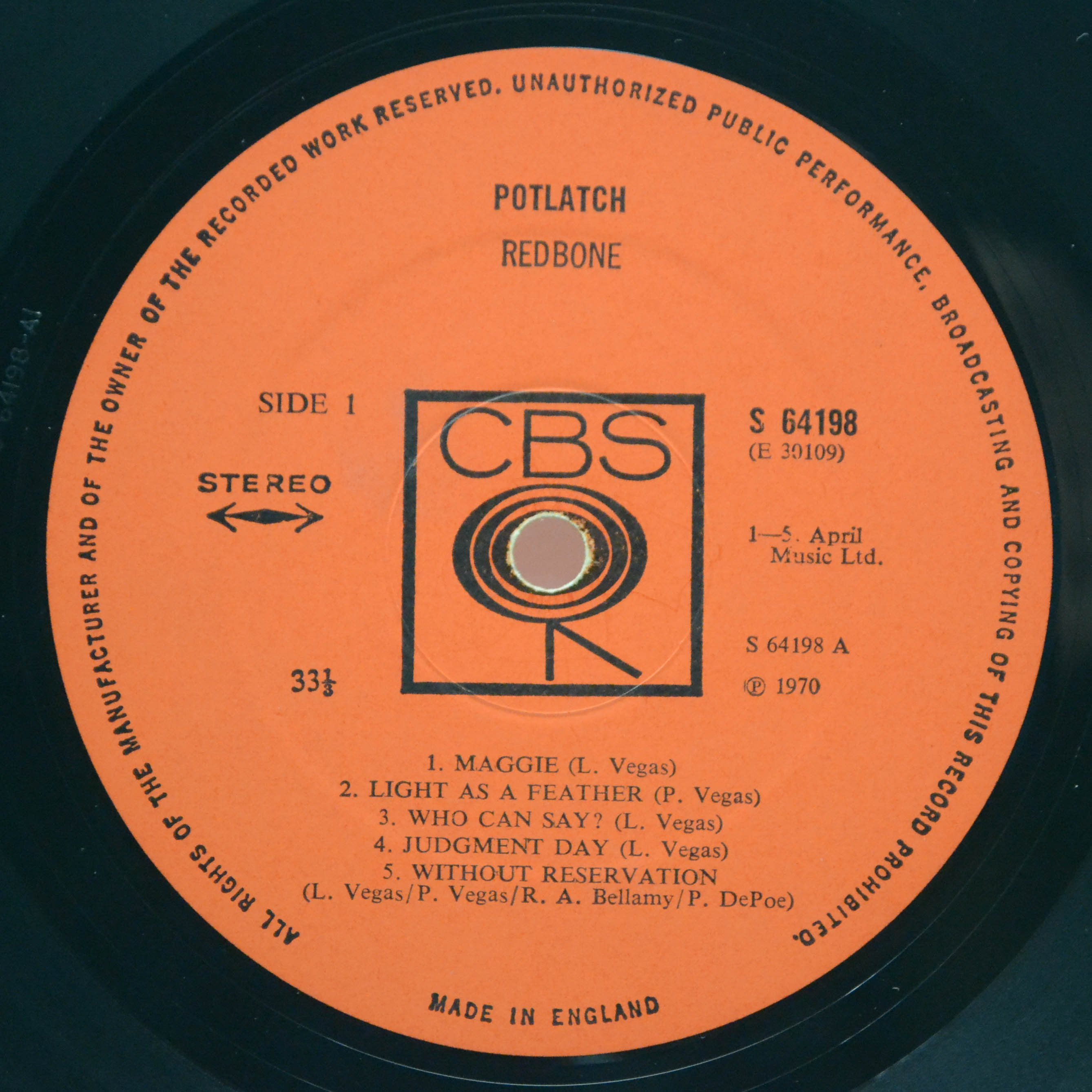 Виниловая пластинка Redbone — Potlatch (UK), 1970