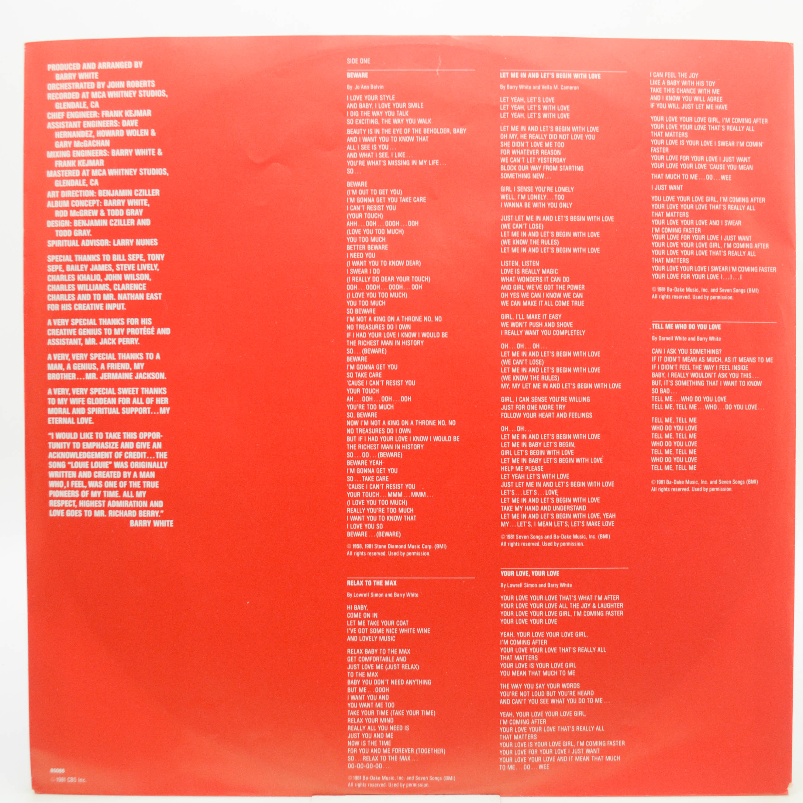 Barry White — Beware!, 1981