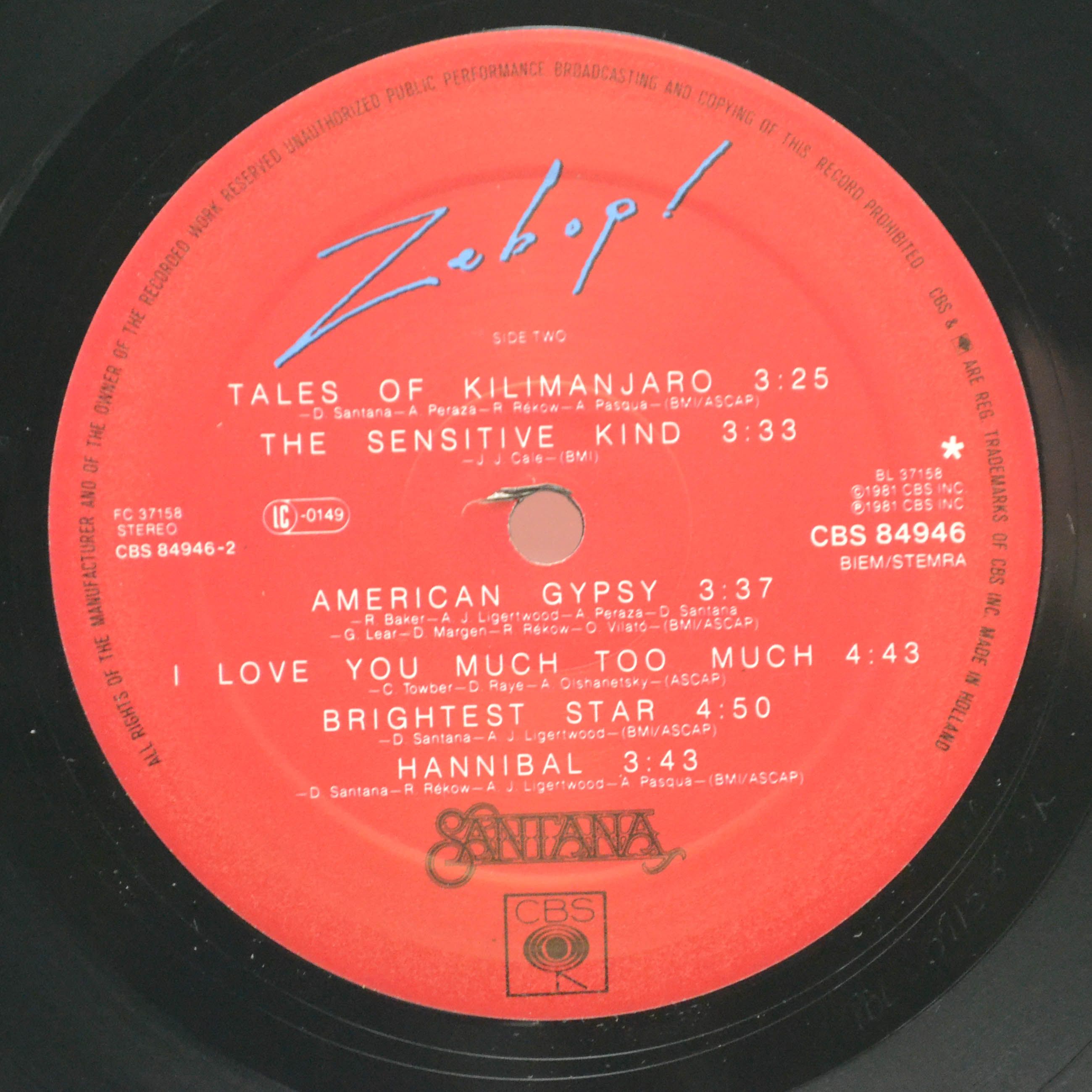 Santana — Zebop!, 1981