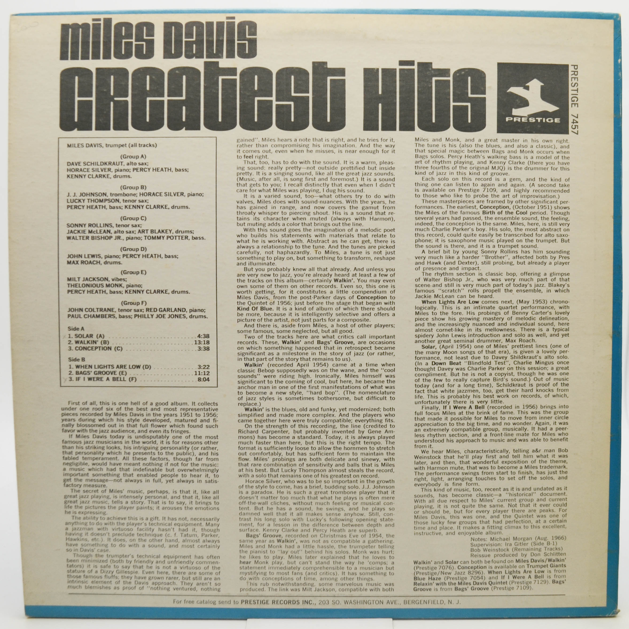 Виниловая пластинка Miles Davis — Greatest Hits (1-st, USA), 1967