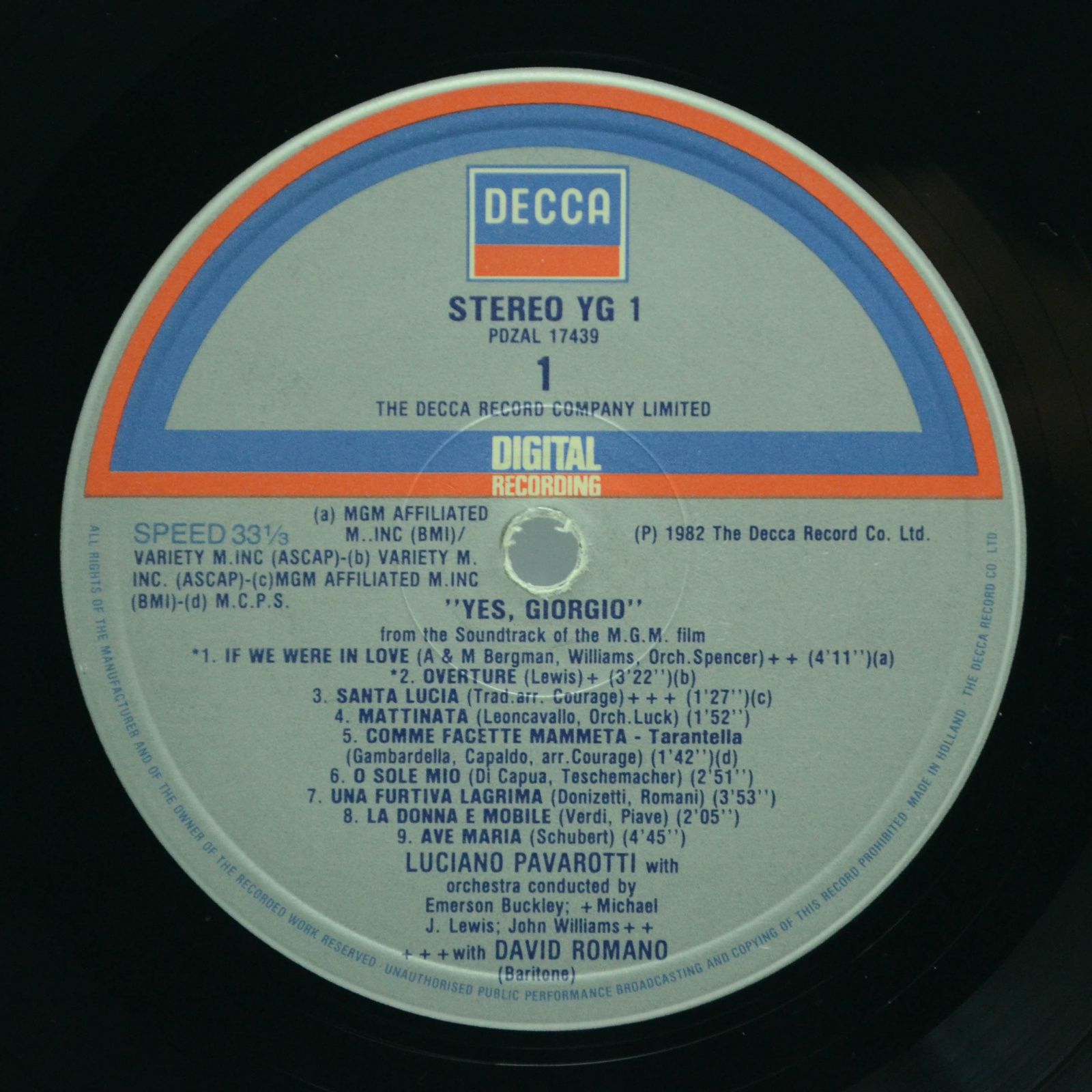 Luciano Pavarotti — Yes, Giorgio, 1982