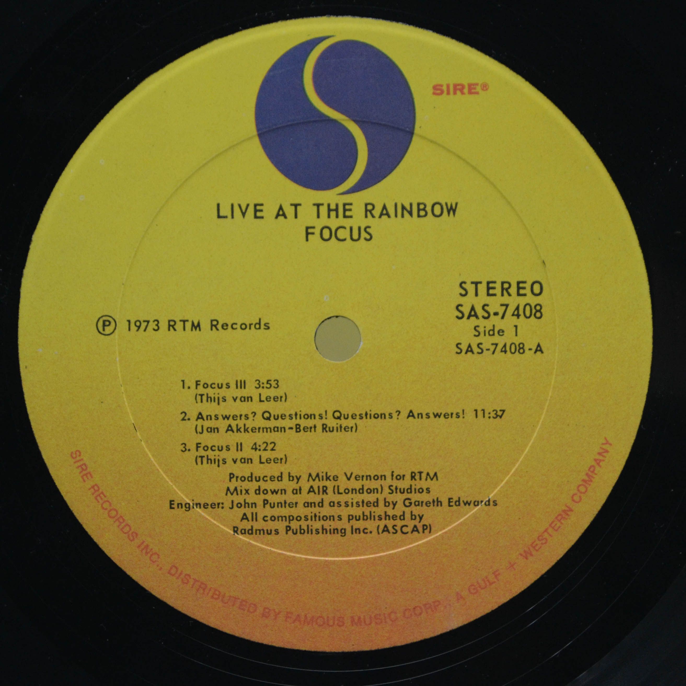 Виниловая пластинка Focus — Live At The Rainbow (USA), 1973