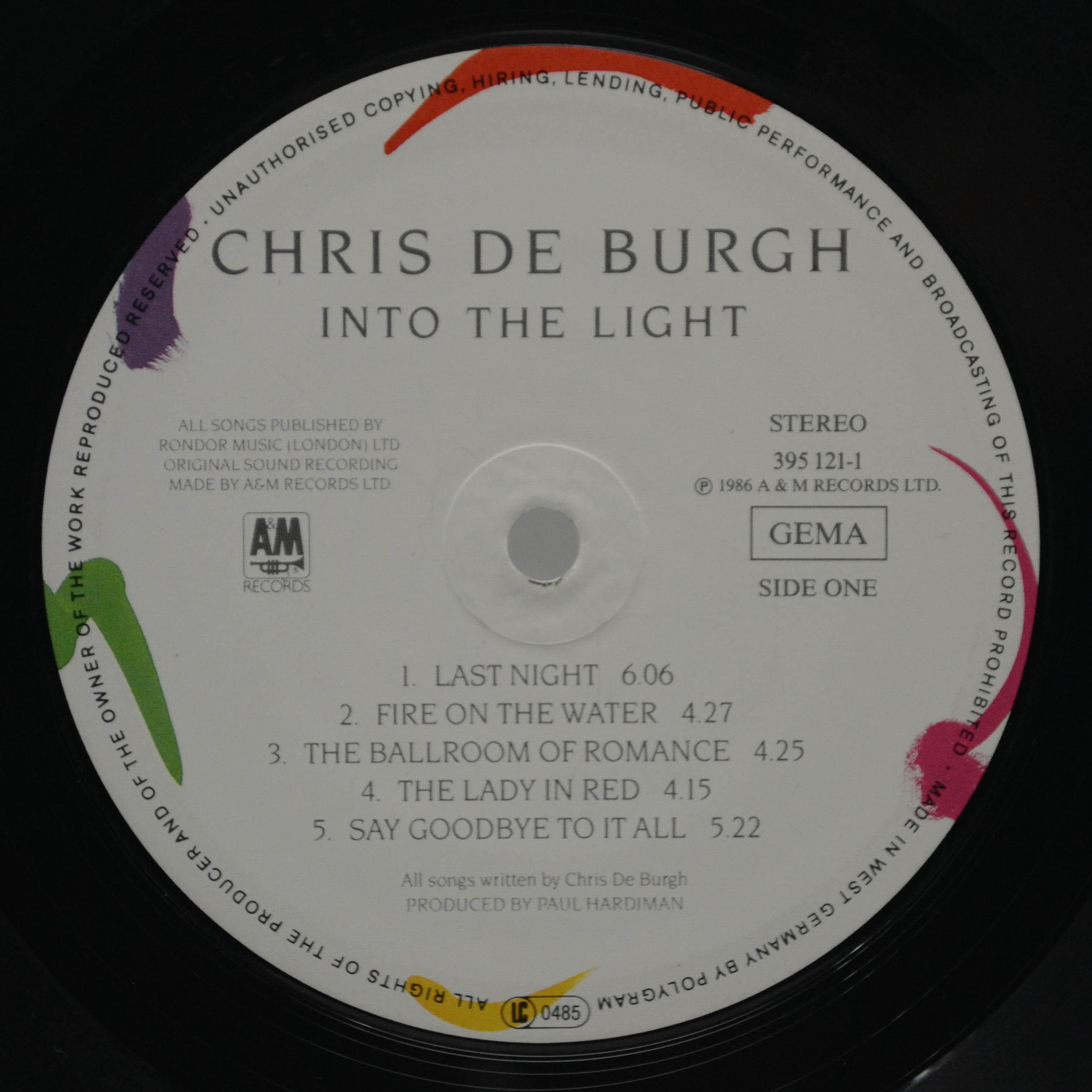 Виниловая пластинка Chris de Burgh — Into The Light, 1986