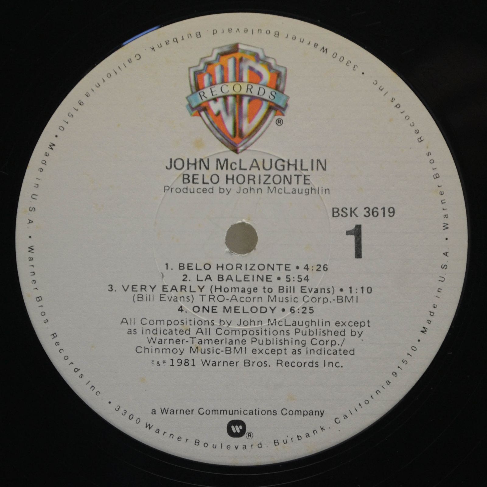 Виниловая пластинка John McLaughlin — Belo Horizonte (USA), 1981