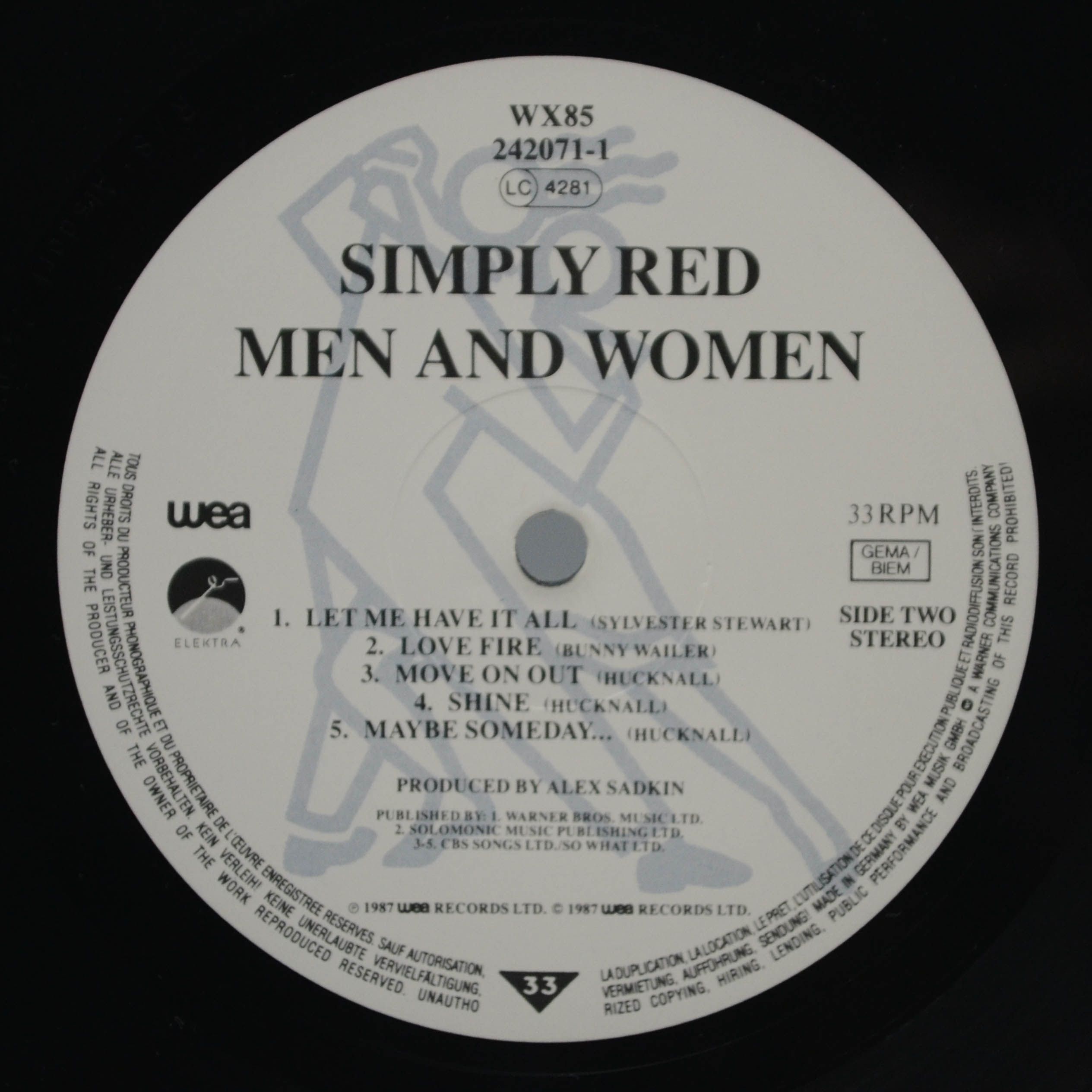 Виниловая пластинка Simply Red — Men And Women, 1987