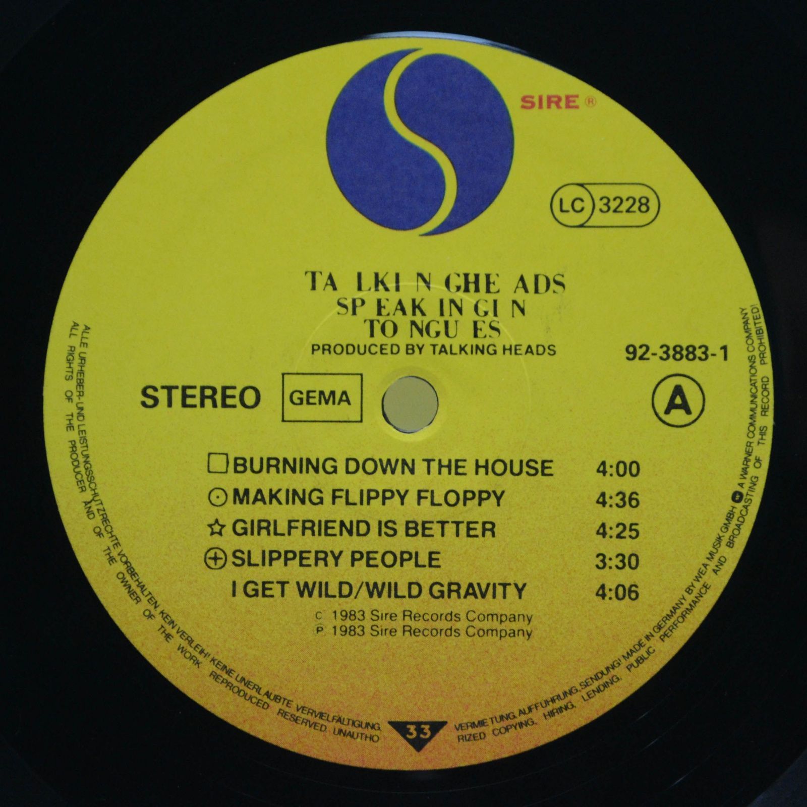 Виниловая пластинка Talking Heads — Speaking In Tongues, 1983