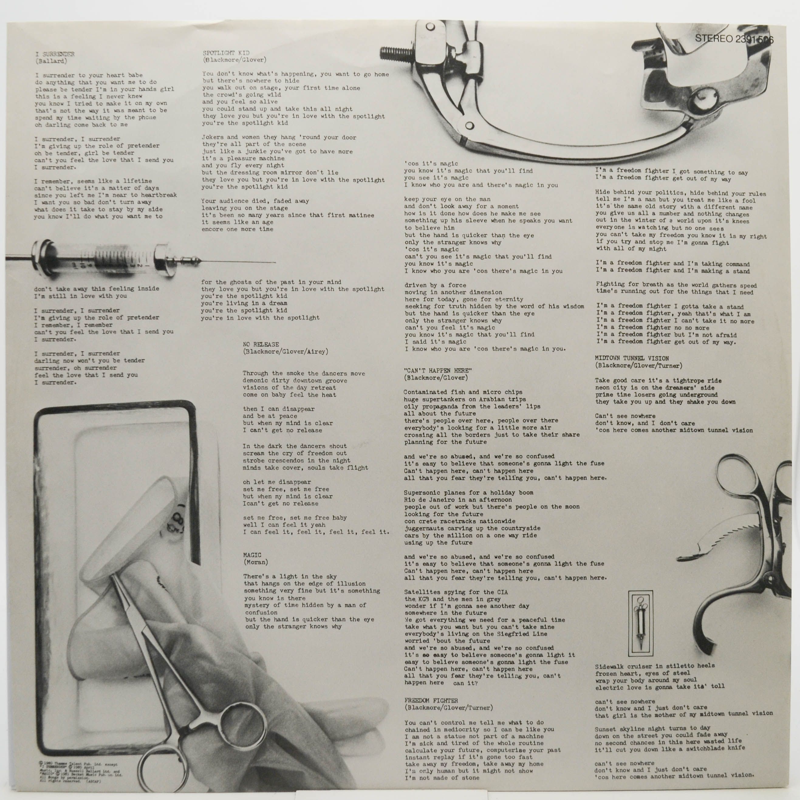 Rainbow — Difficult To Cure, 1981