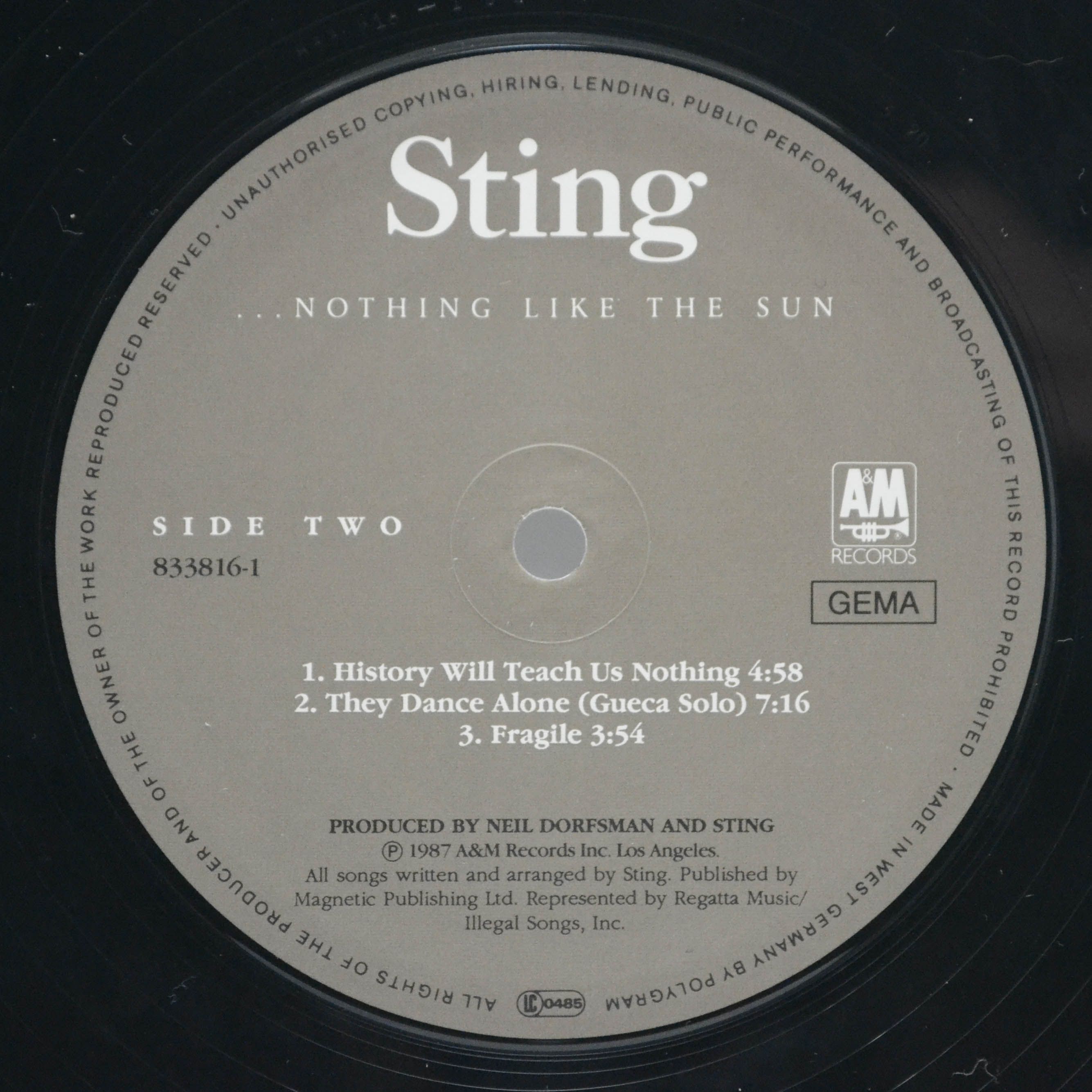 Sting — ...Nothing Like The Sun (2LP), 1987