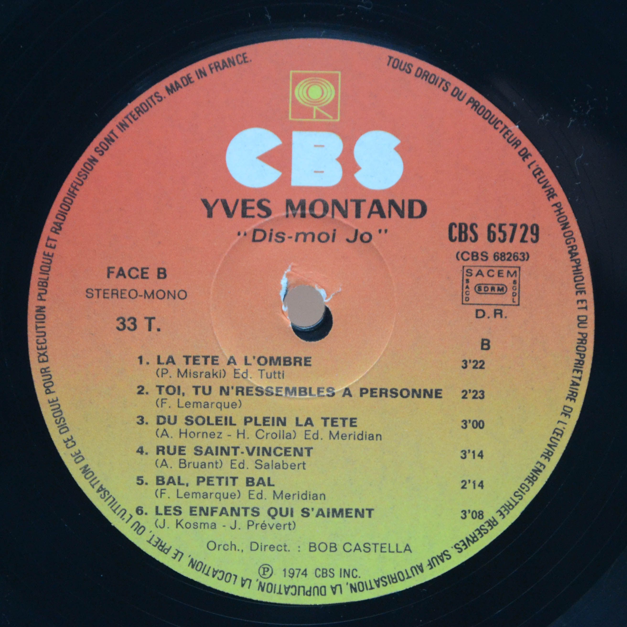 Yves Montand — Dis-Moi Jo (2LP, France), 1974