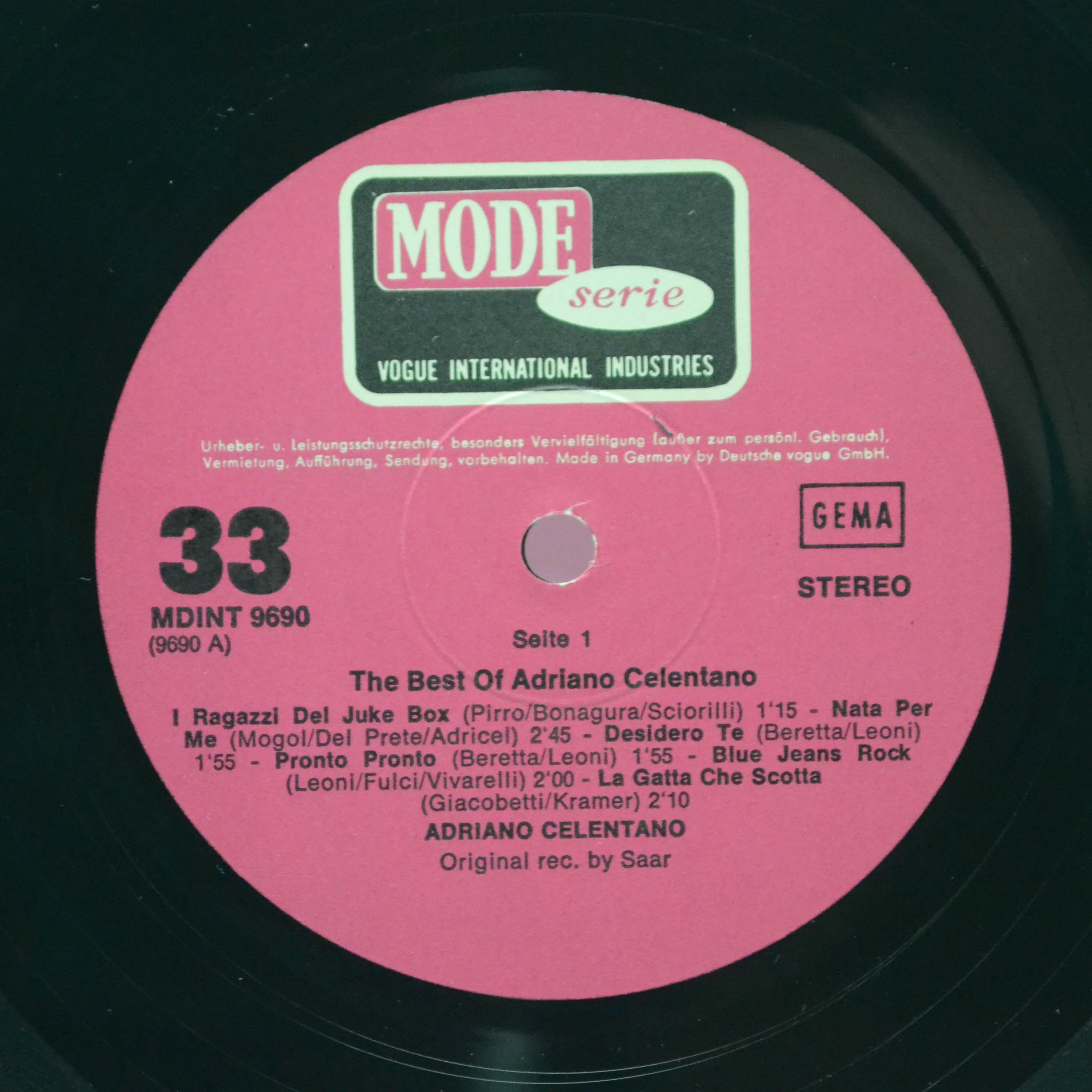 Виниловая пластинка Adriano Celentano — The Best Of Adriano Celentano, 1967
