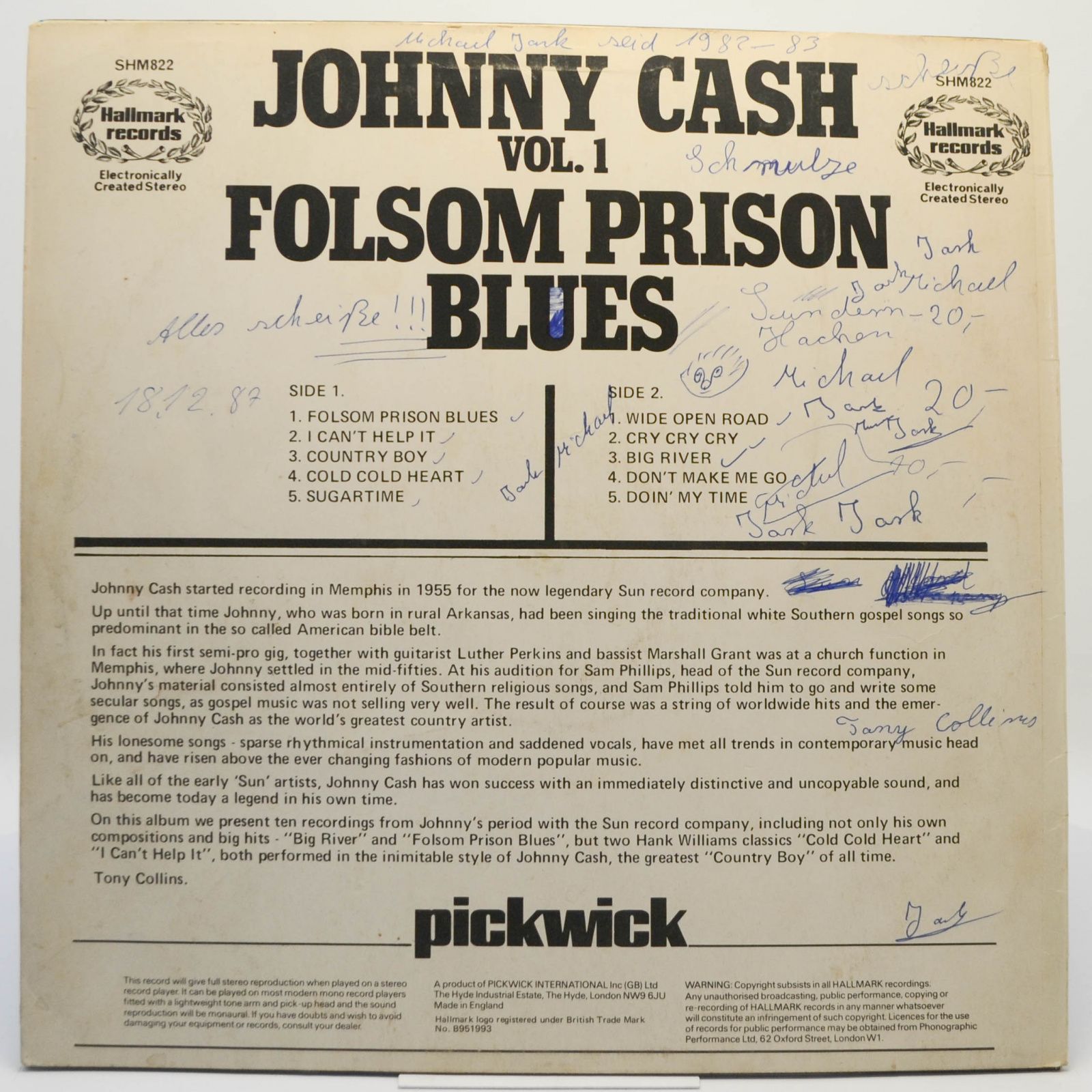Виниловая пластинка Johnny Cash — Folsom Prison Blues Vol. 1, 1973