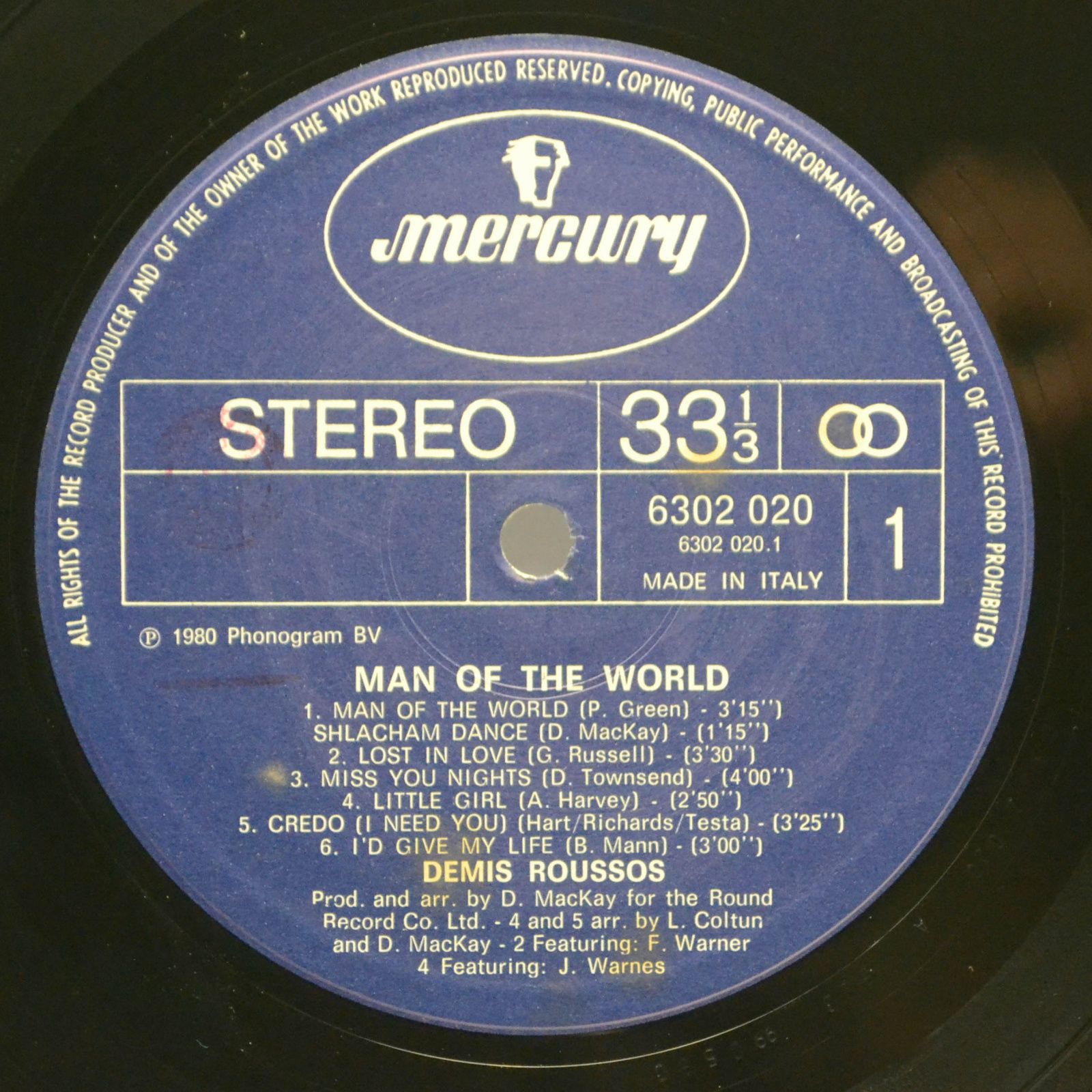 Demis Roussos — Man Of The World, 1980