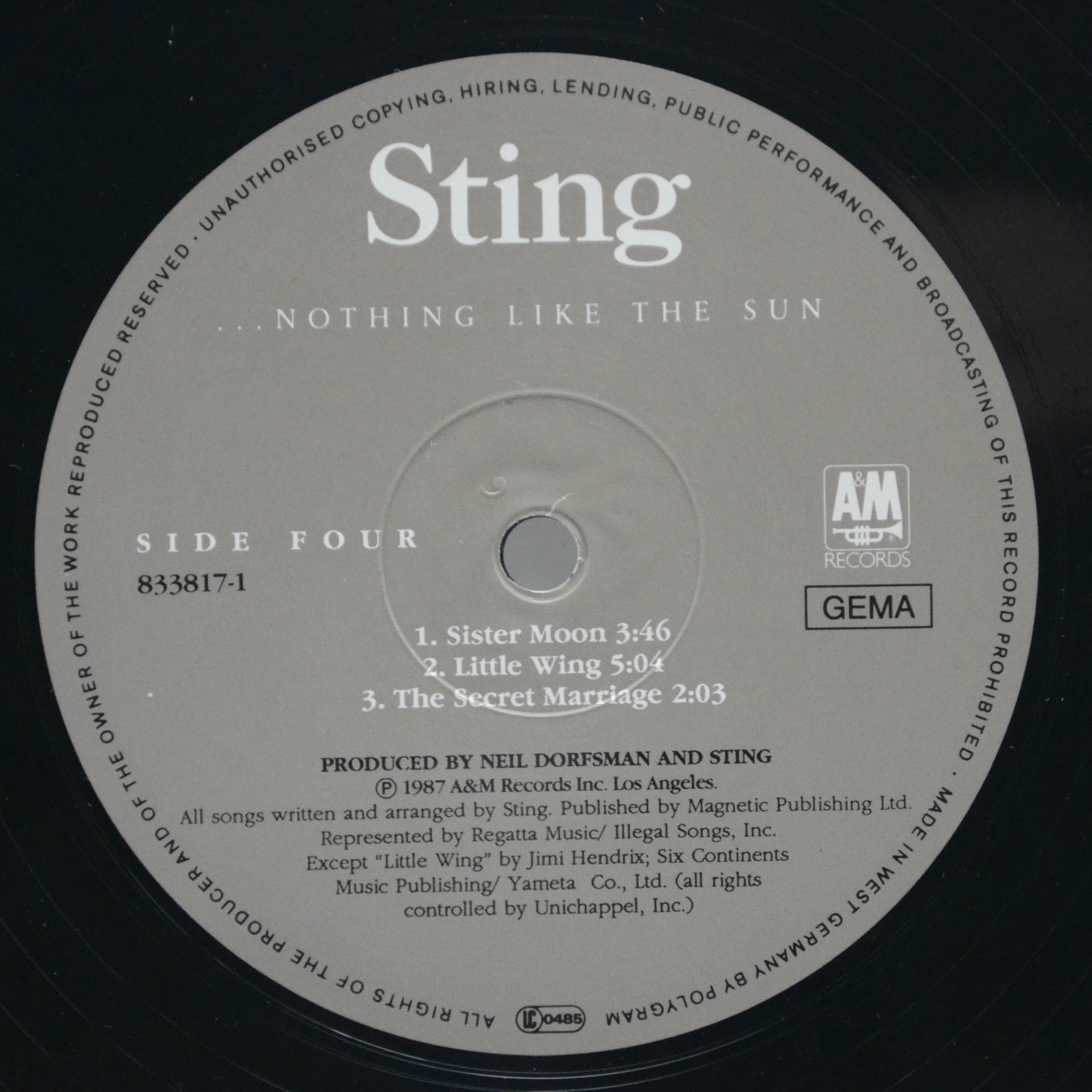 Виниловая пластинка Sting — ...Nothing Like The Sun (2LP), 1987