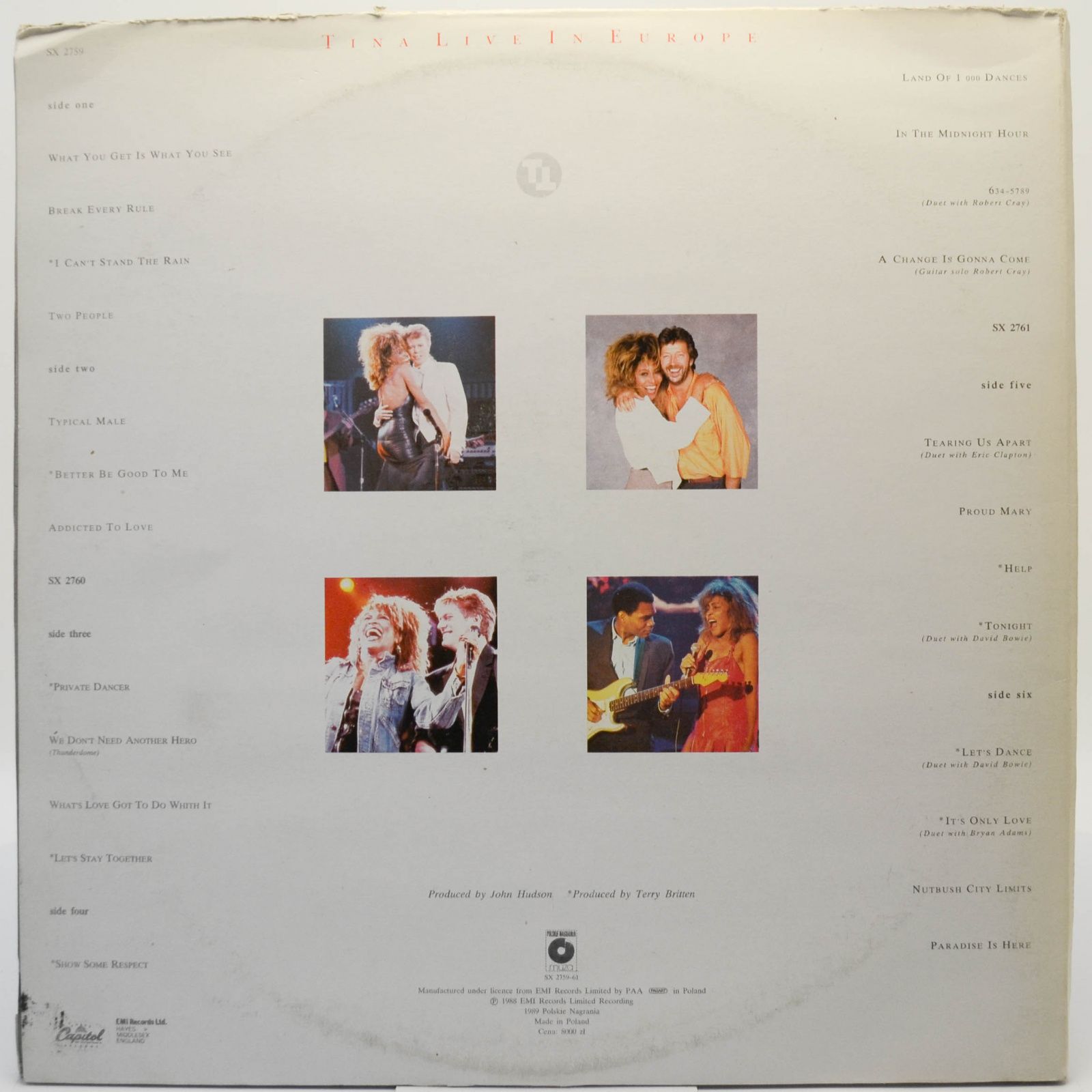 Tina Turner — Tina Live In Europe (3LP), 1989