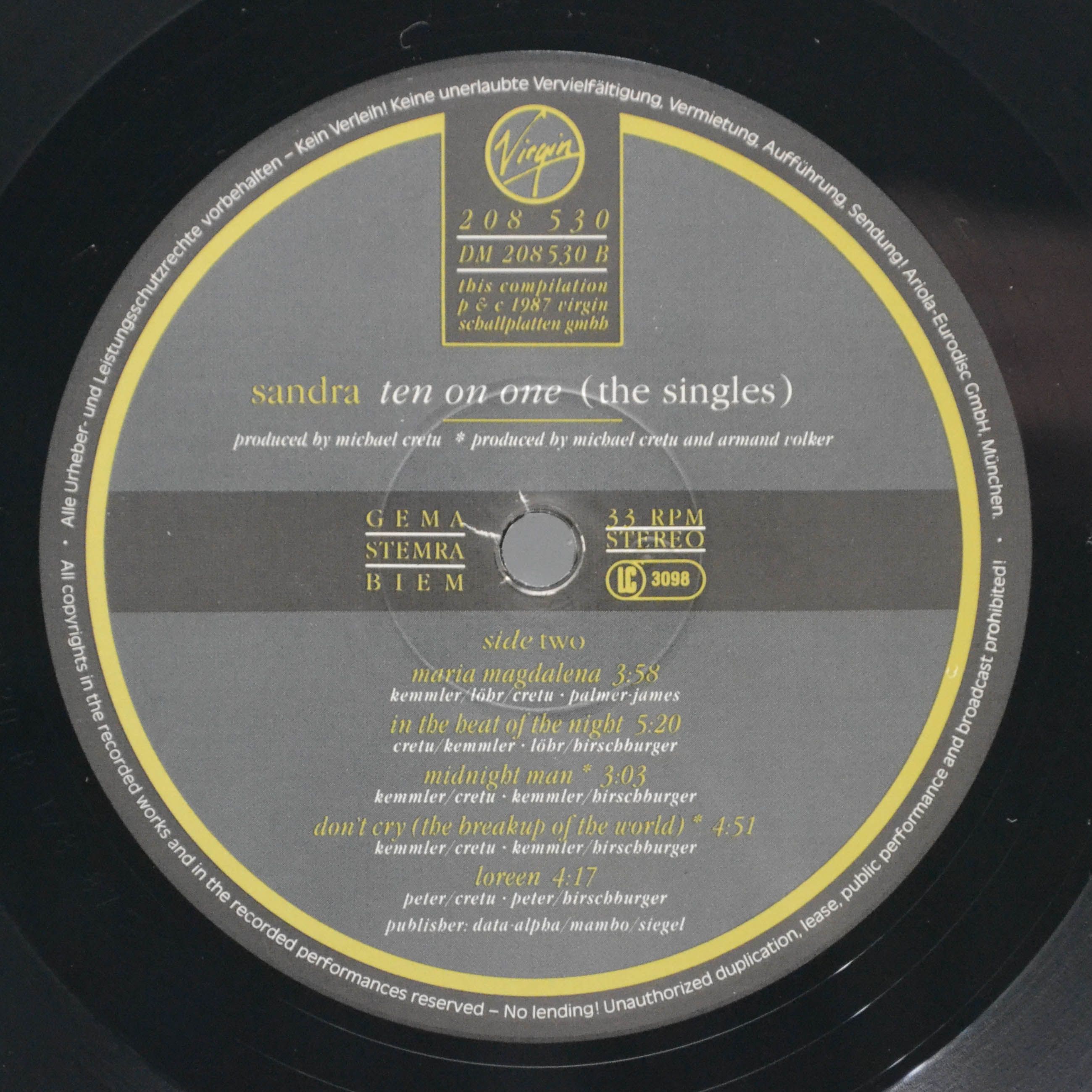 Sandra — Ten On One (The Singles), 1987