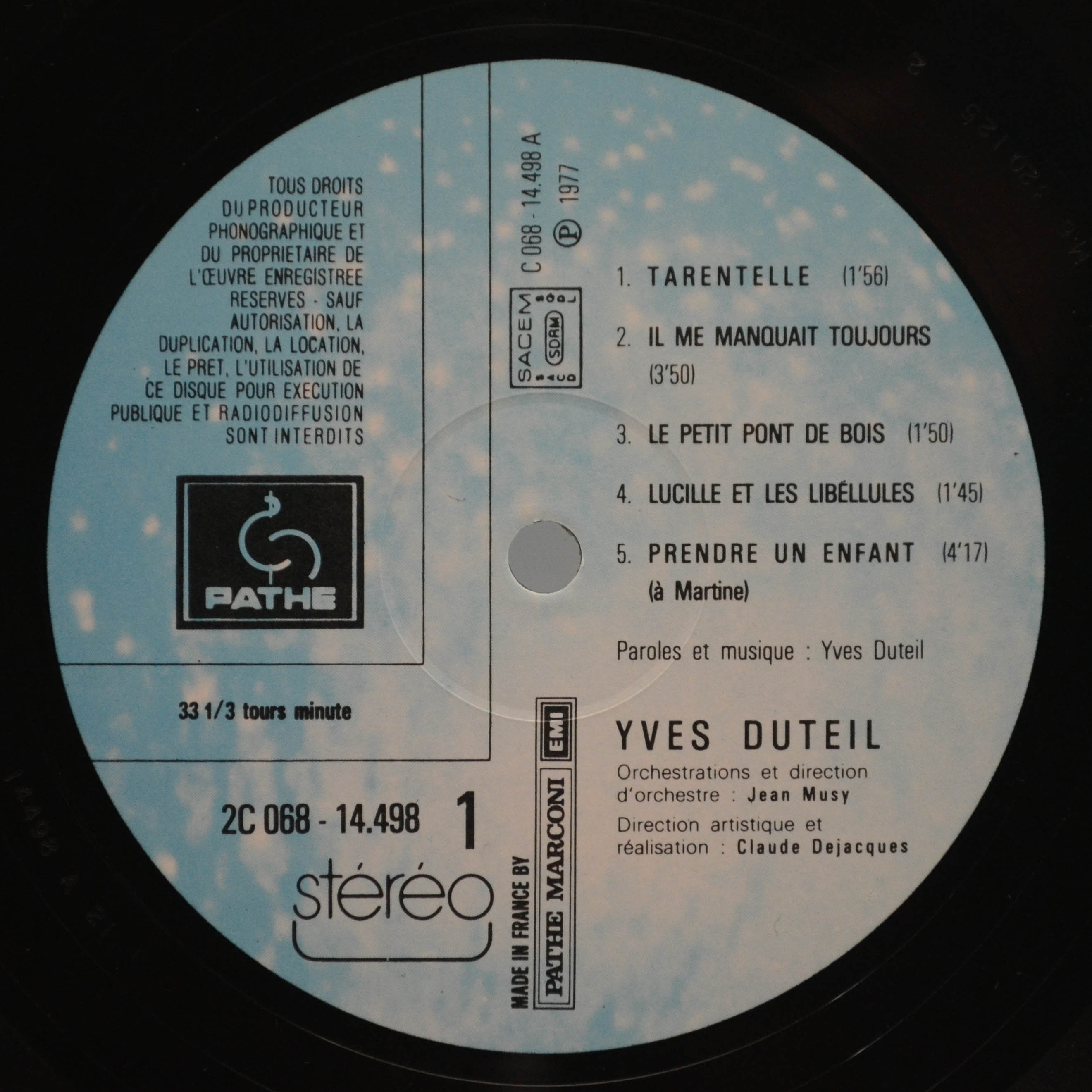 Yves Duteil — Yves Duteil (France), 1977