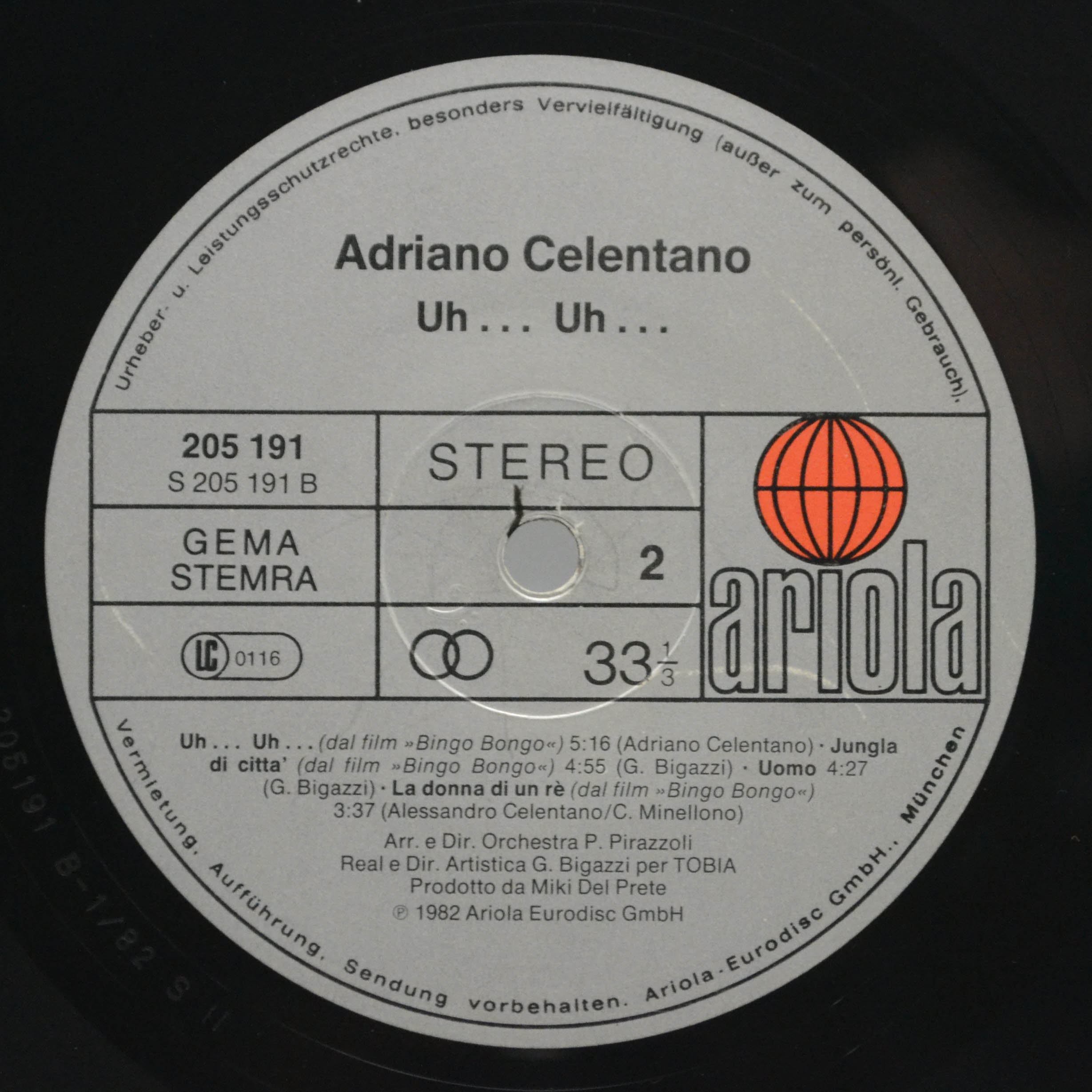 Виниловая пластинка Adriano Celentano — Uh… Uh…, 1982