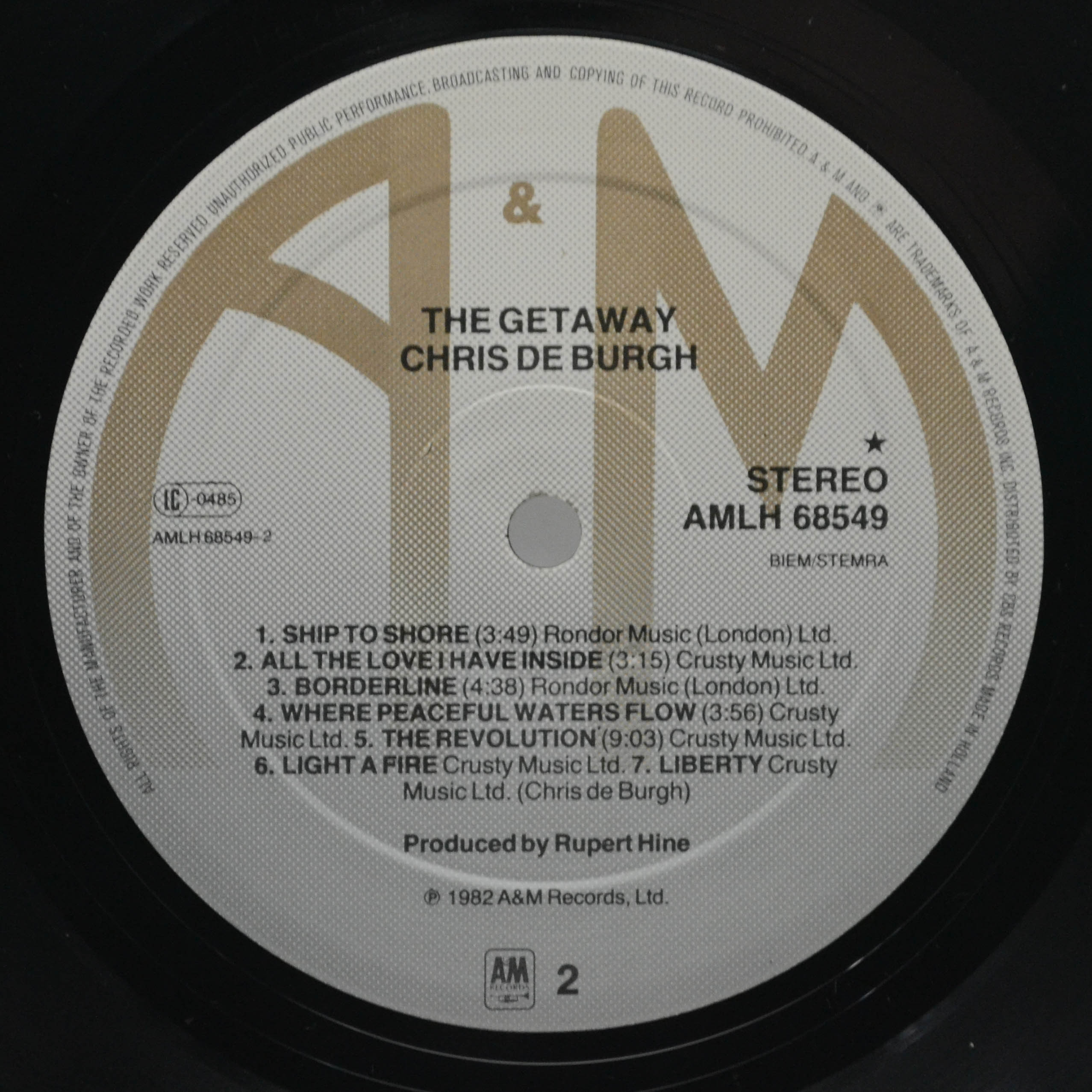 Виниловая пластинка Chris de Burgh — The Getaway, 1982