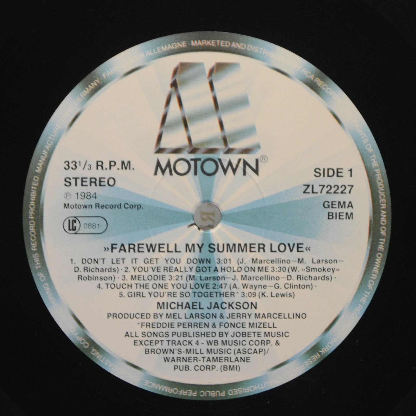 Виниловая пластинка Michael Jackson — Farewell My Summer Love, 1984