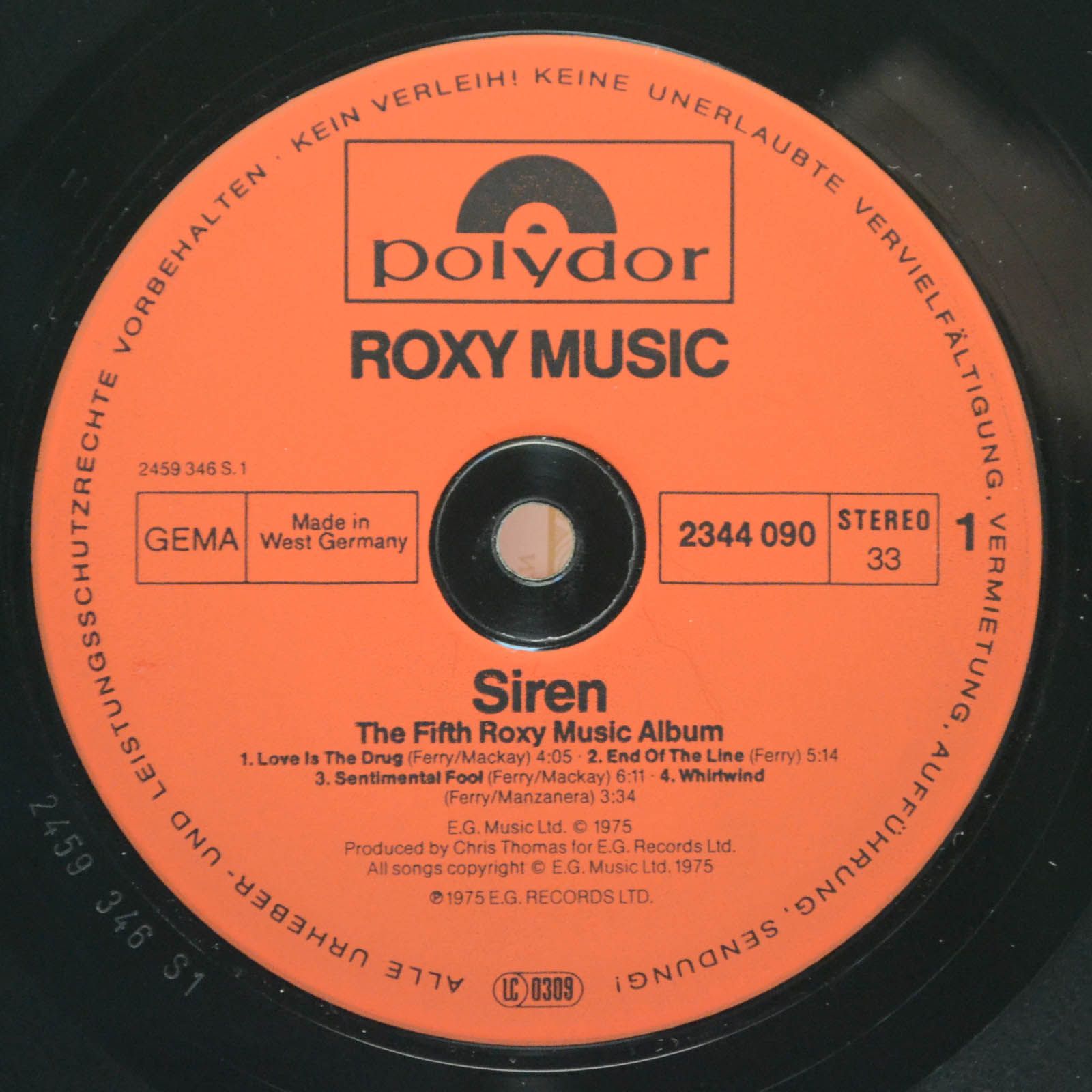 Виниловая пластинка Roxy Music — Siren, 1975