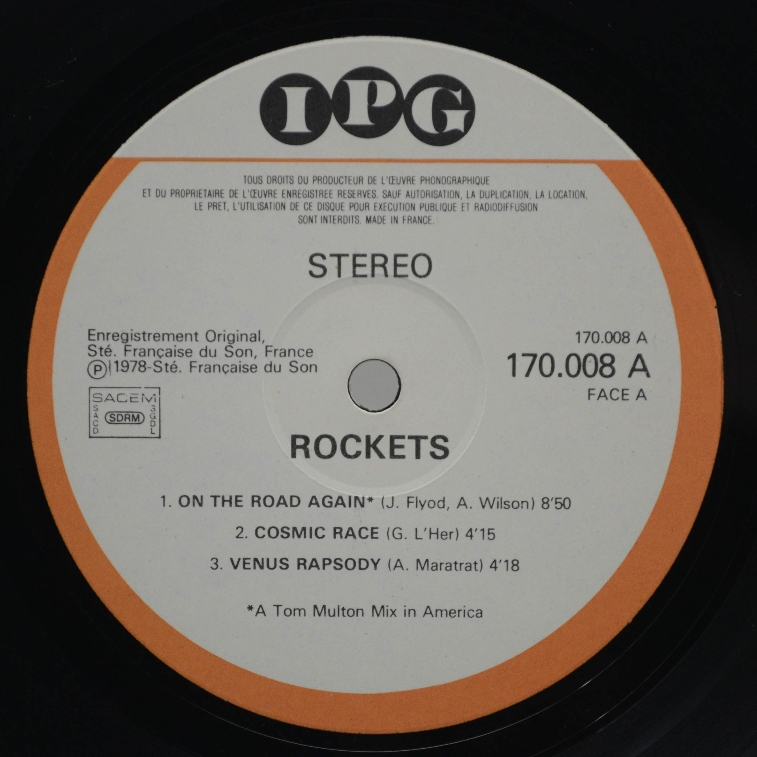 Виниловая пластинка Rockets — On The Road Again (1-st, France), 1978