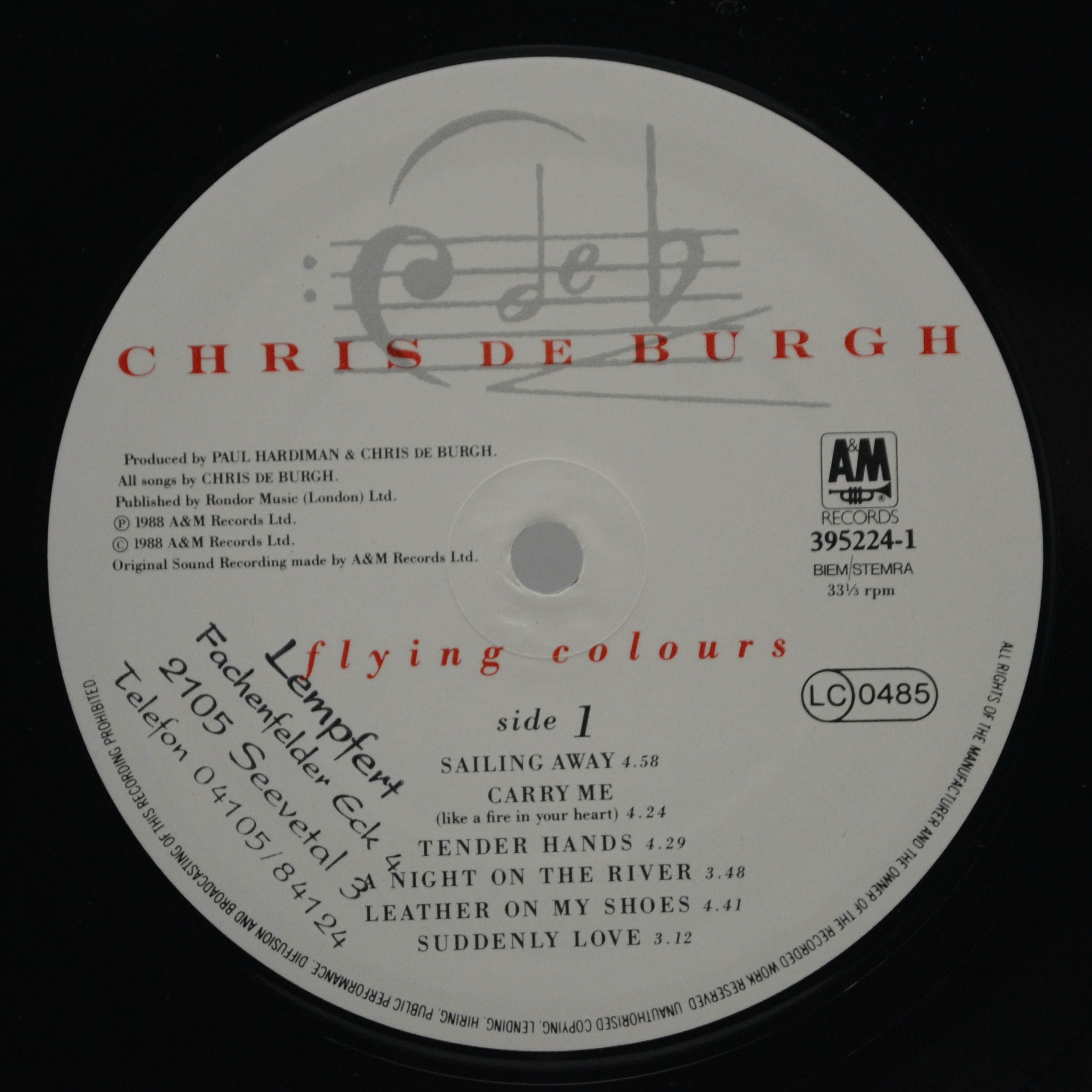 Виниловая пластинка Chris de Burgh — Flying Colours, 1988