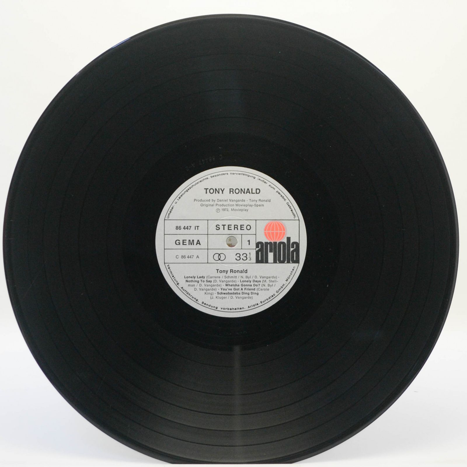 Виниловая пластинка Tony Ronald — Tony Ronald, 1972