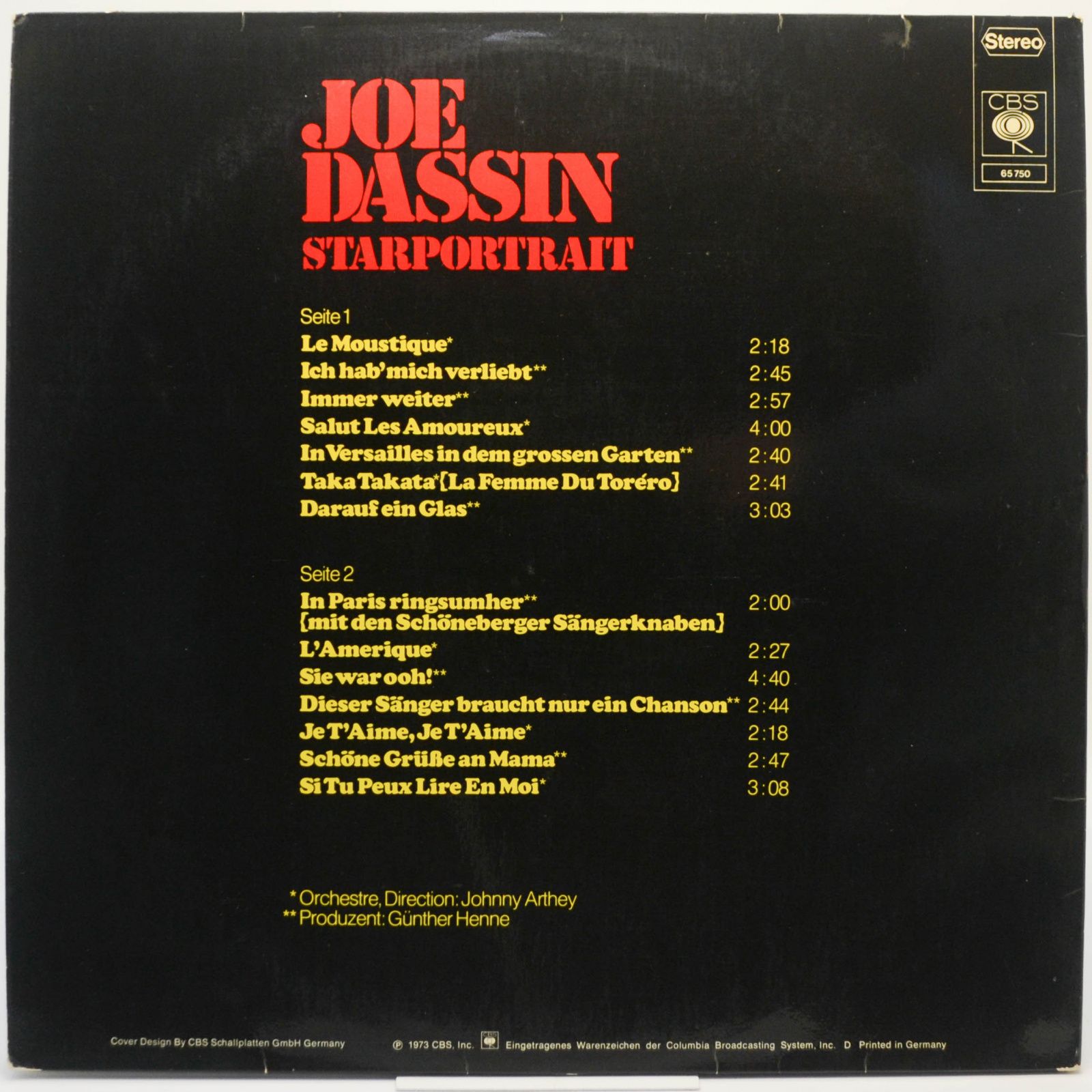 Виниловая пластинка Joe Dassin — Starportrait, 1973